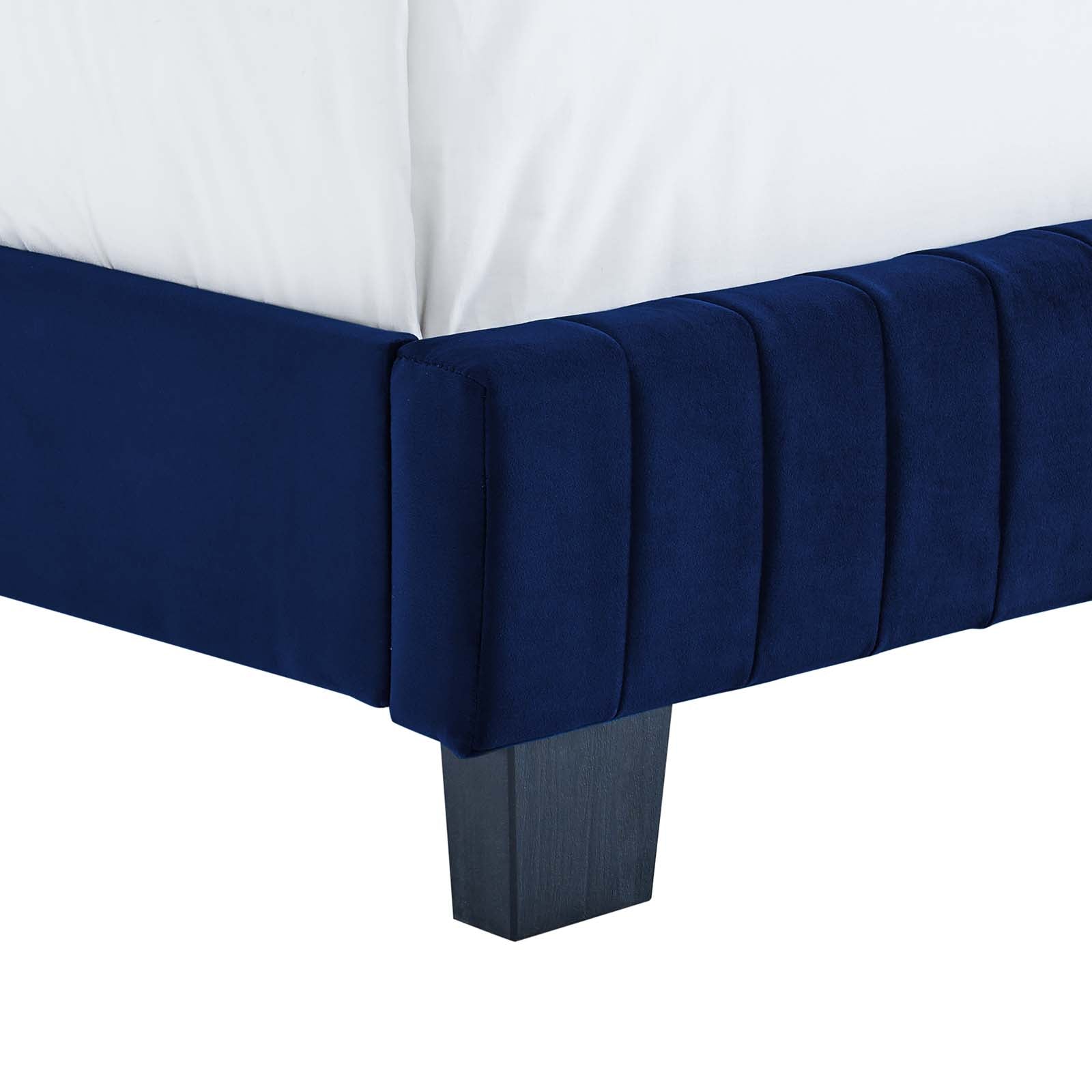 Modway Beds - Celine Channel Tufted Performance Velvet Full Bed Navy