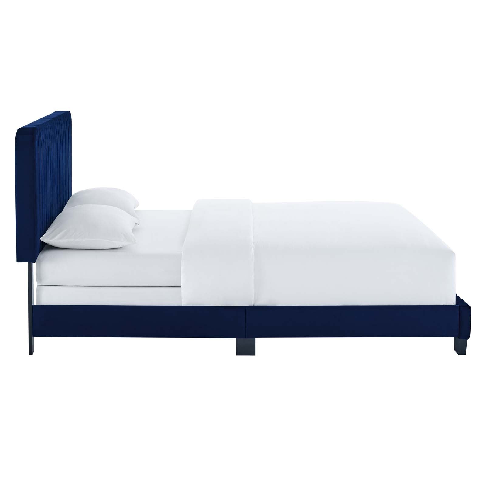 Modway Beds - Celine Channel Tufted Performance Velvet Full Bed Navy