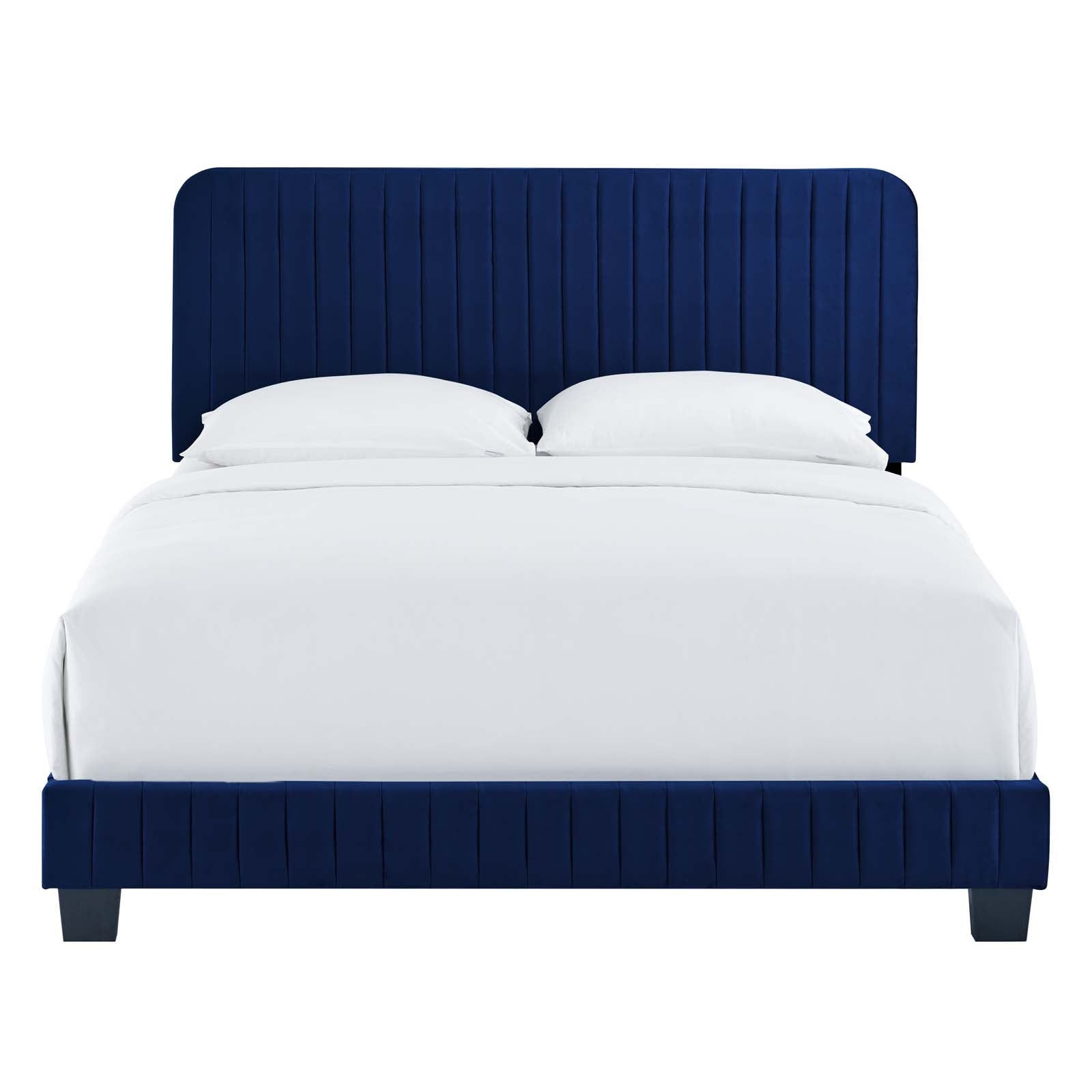 Modway Beds - Celine Channel Tufted Performance Velvet Full Bed Navy