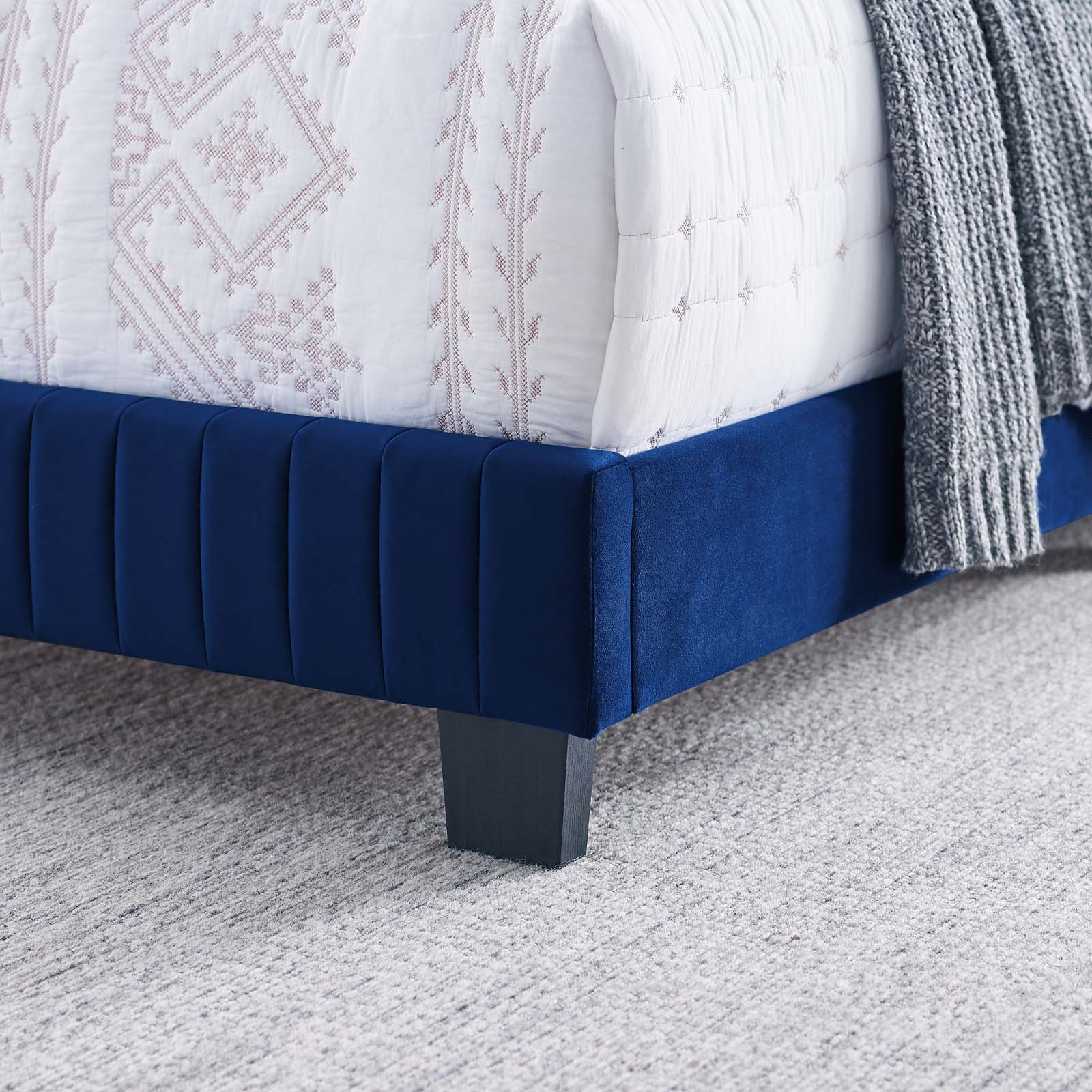 Modway Beds - Celine Channel Tufted Performance Velvet Full Bed Navy