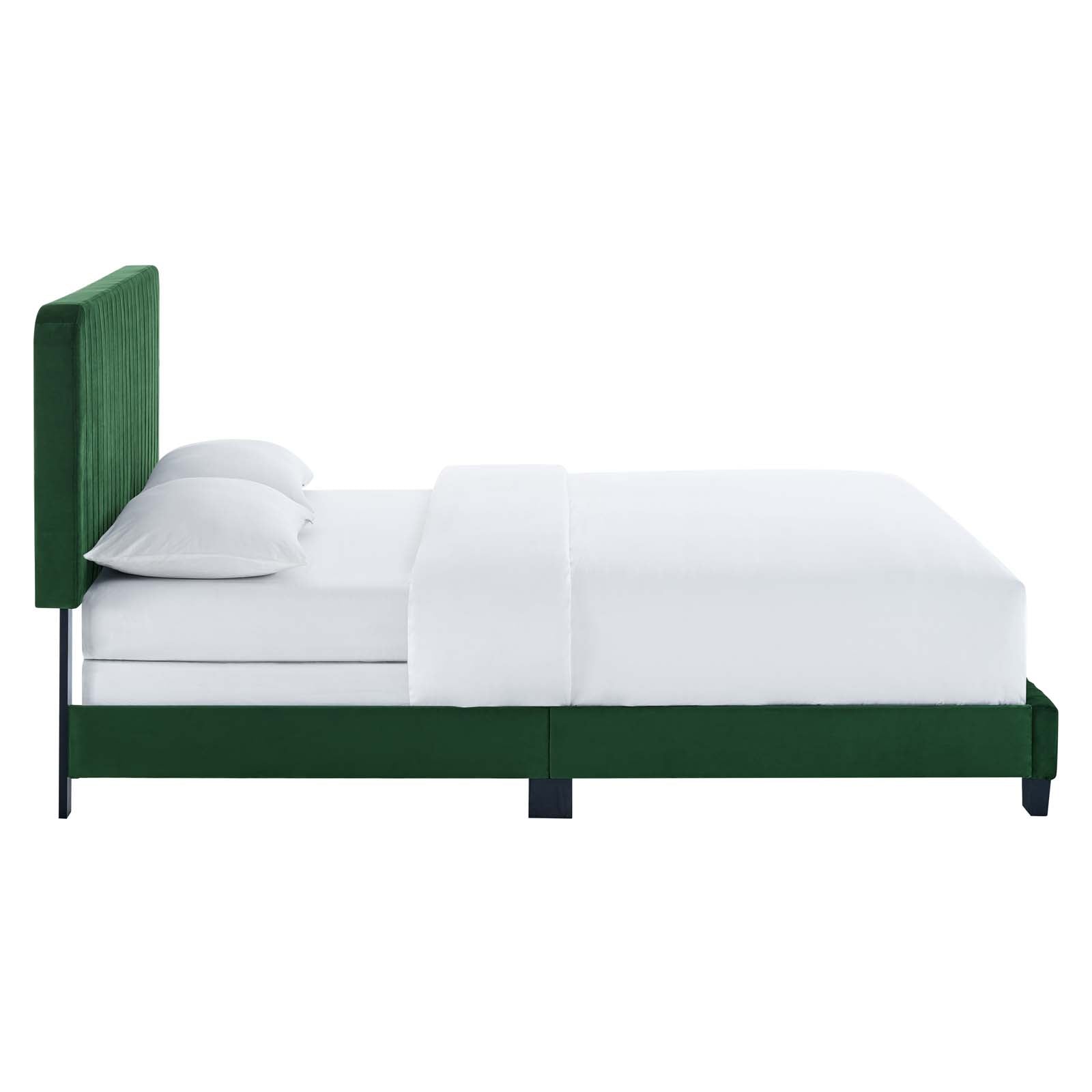 Modway Beds - Celine Channel Tufted Performance Velvet Twin Bed Emerald