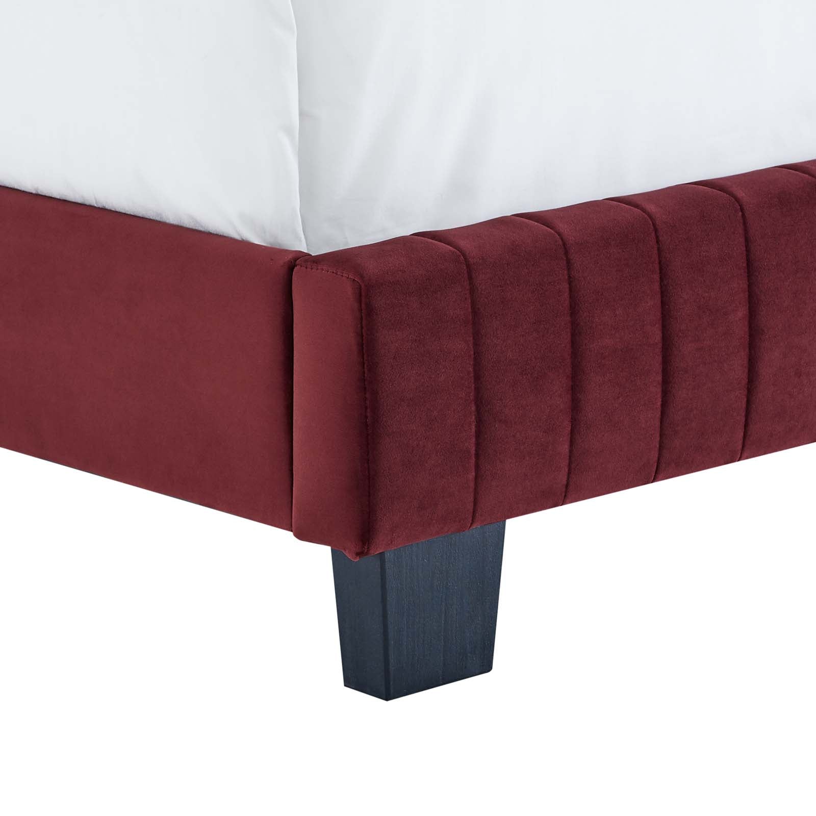 Modway Beds - Celine Channel Tufted Performance Velvet Twin Bed Maroon