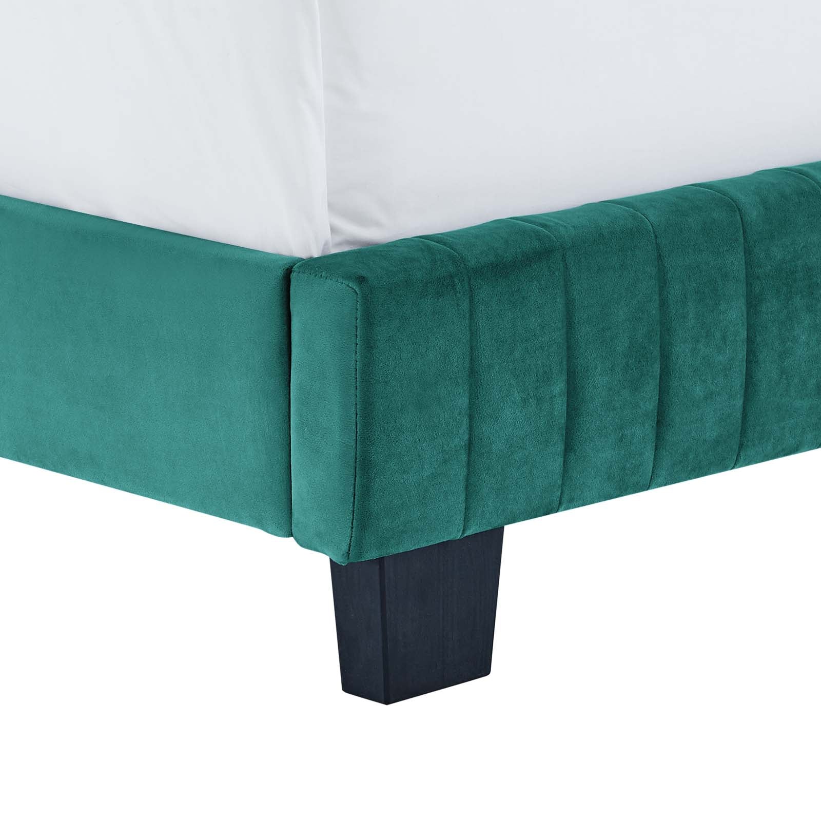 Modway Beds - Celine Channel Tufted Performance Velvet Twin Bed Teal