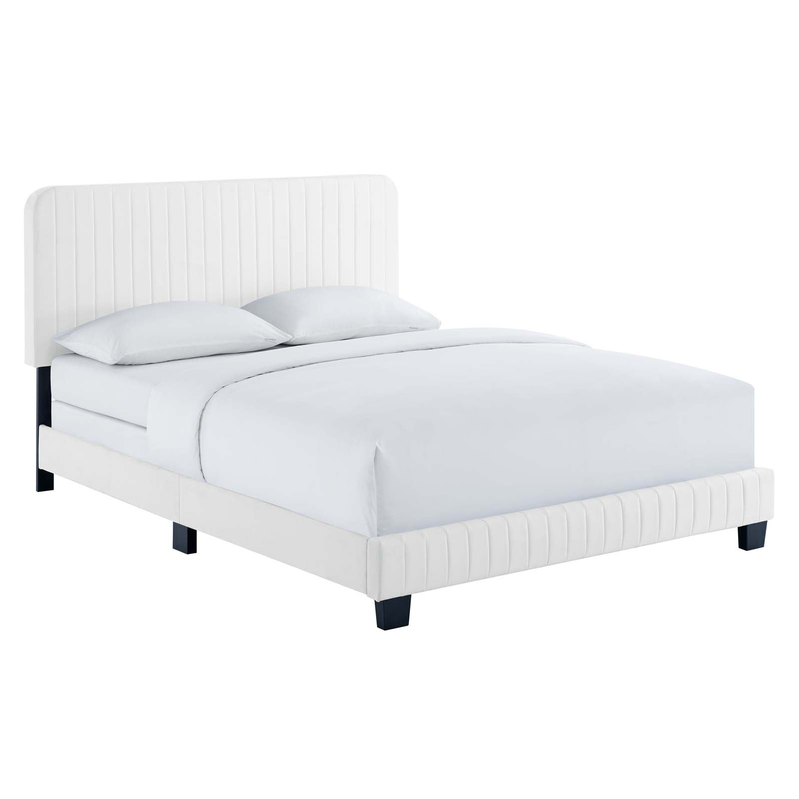 Modway Beds - Celine Channel Tufted Performance Velvet Twin Bed White