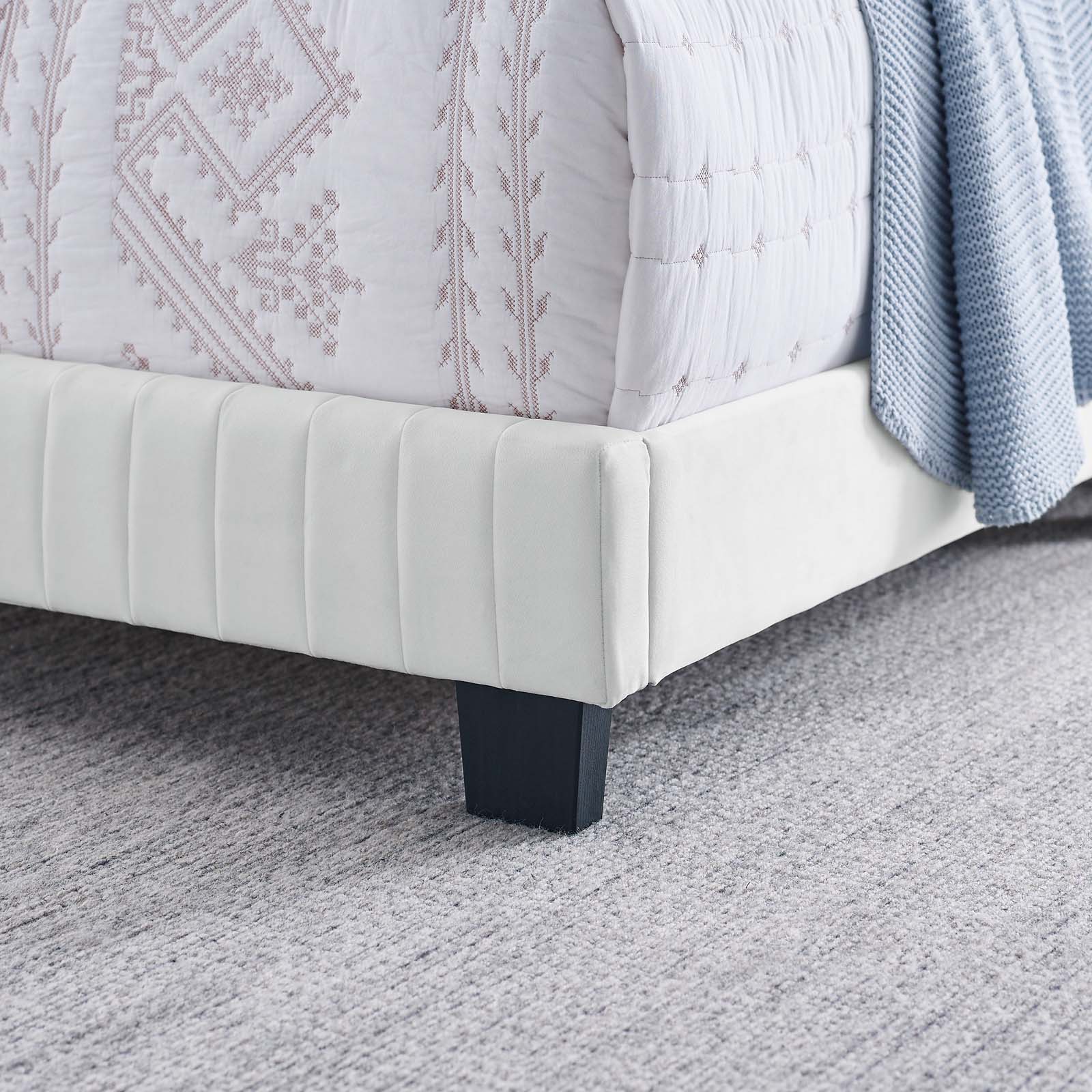 Modway Beds - Celine Channel Tufted Performance Velvet Twin Bed White