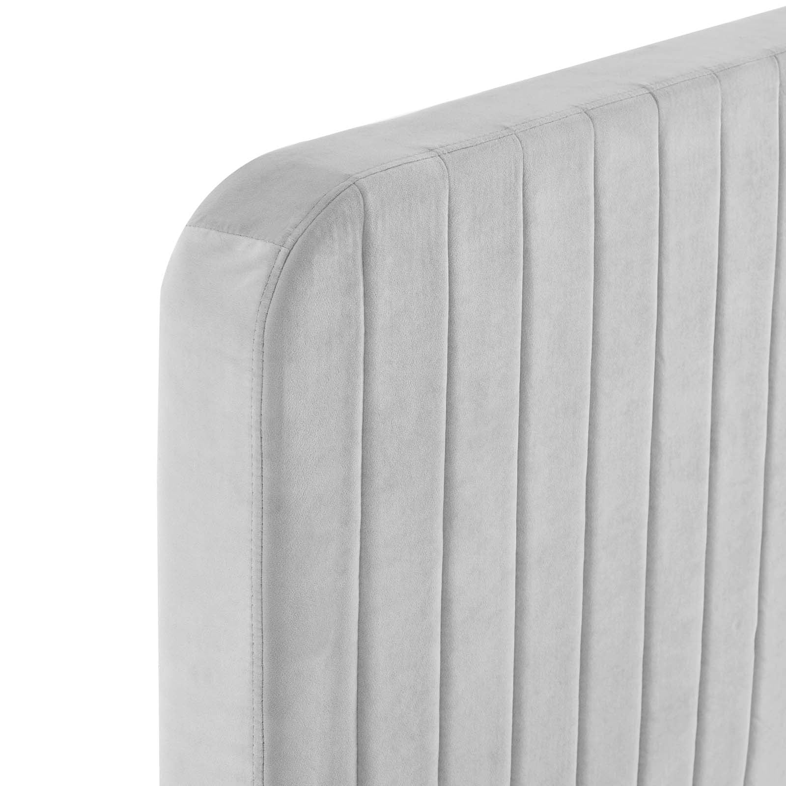 Modway Beds - Celine Channel Tufted Performance Velvet King Platform Bed Light Gray