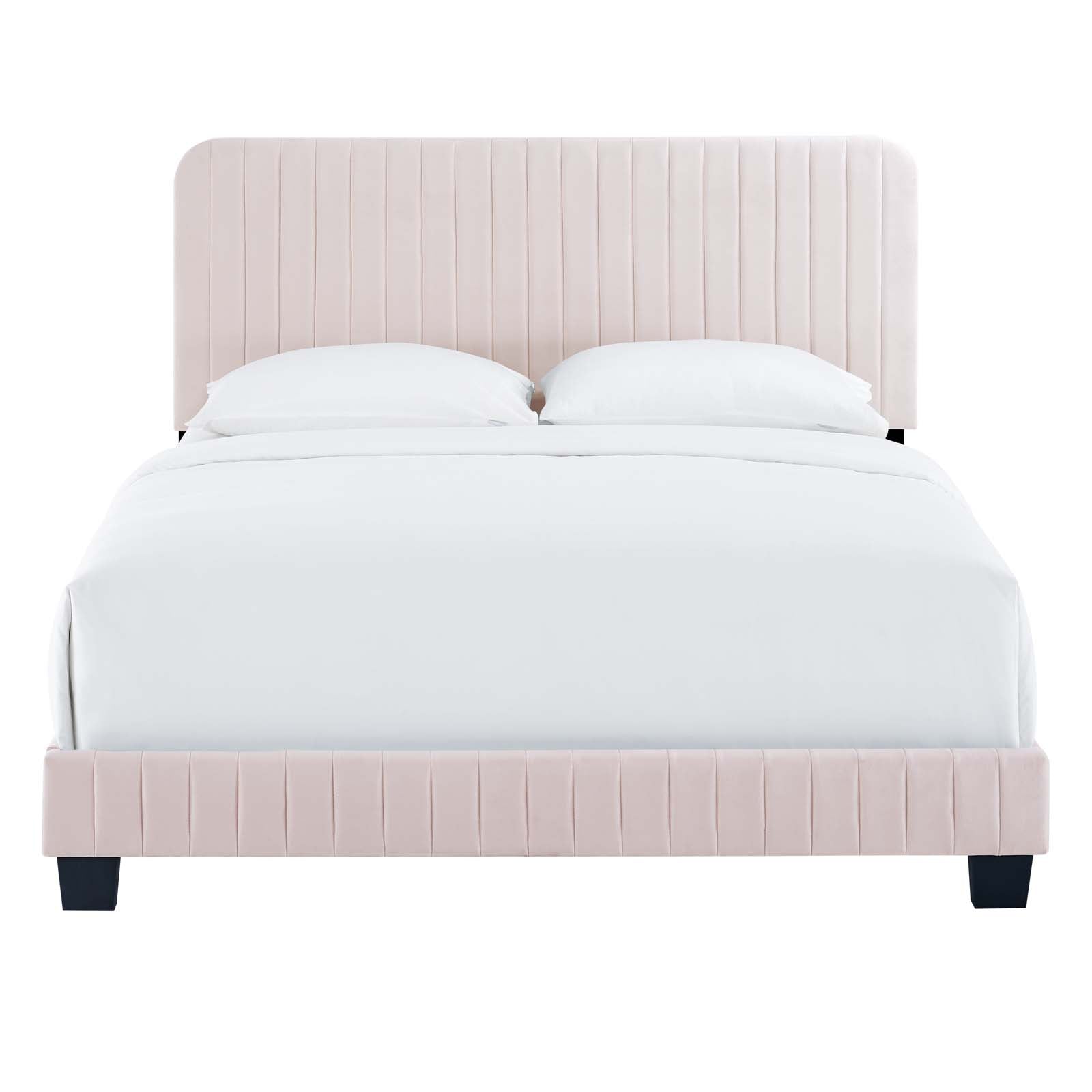 Modway Beds - Celine Channel Tufted Performance Velvet King Platform Bed Pink