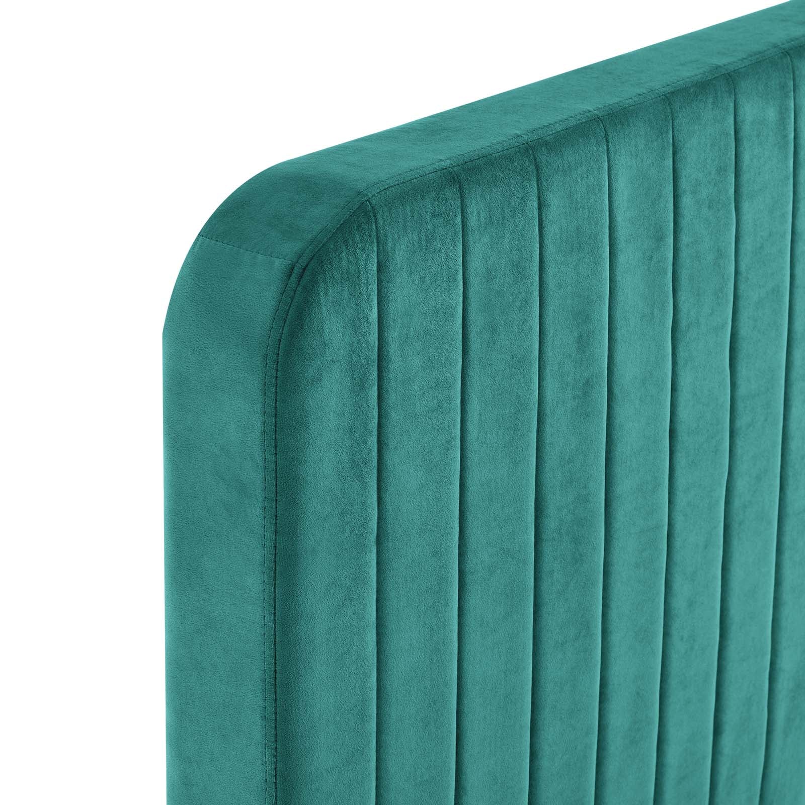Modway Beds - Celine Channel Tufted Performance Velvet King Platform Bed Teal