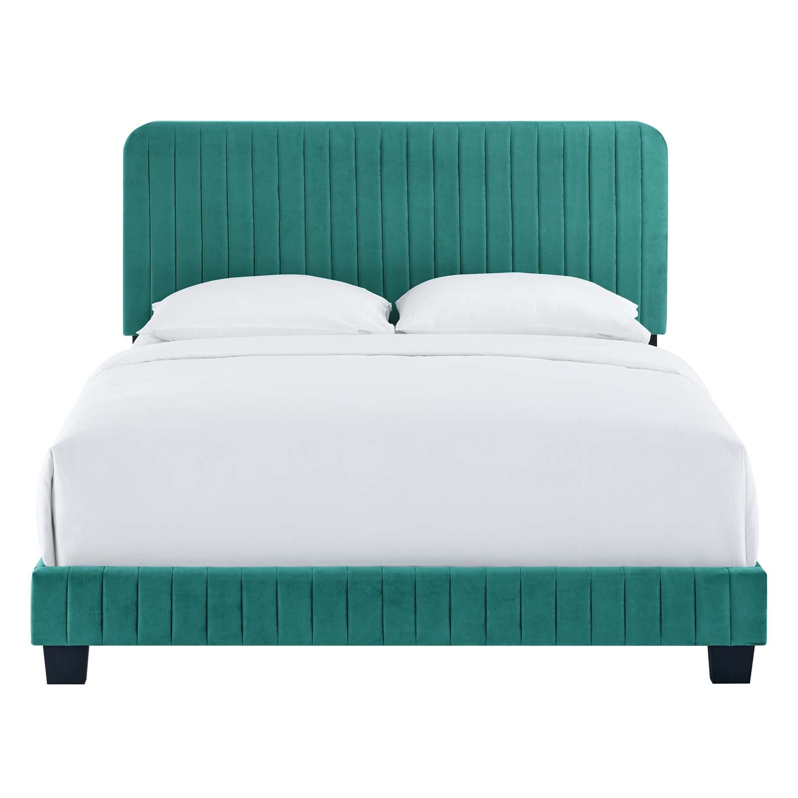 Modway Beds - Celine Channel Tufted Performance Velvet King Platform Bed Teal