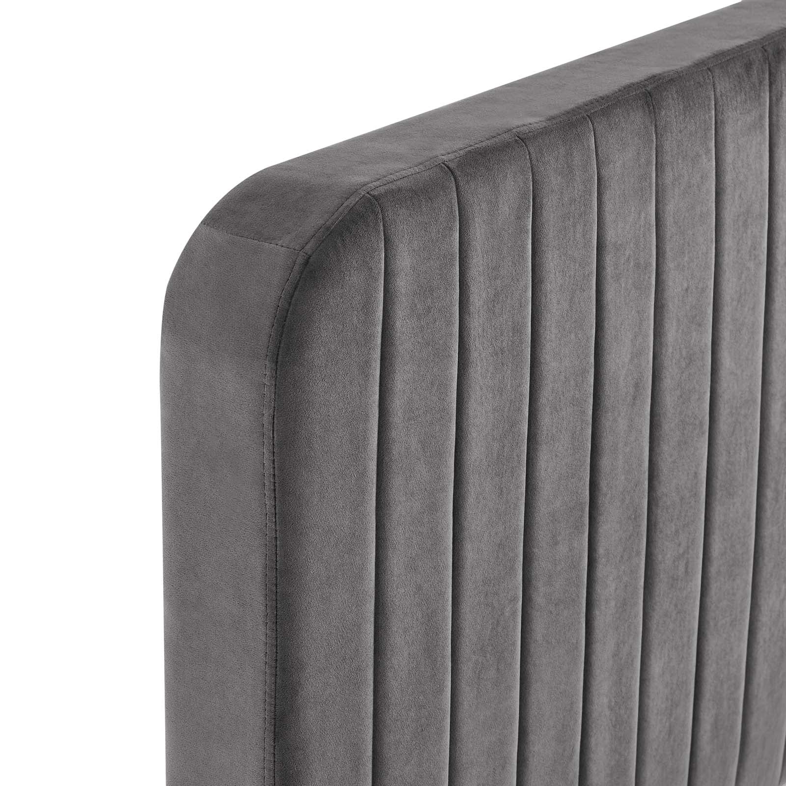 Modway Beds - Celine Channel Tufted Performance Velvet Queen Platform Bed Gray