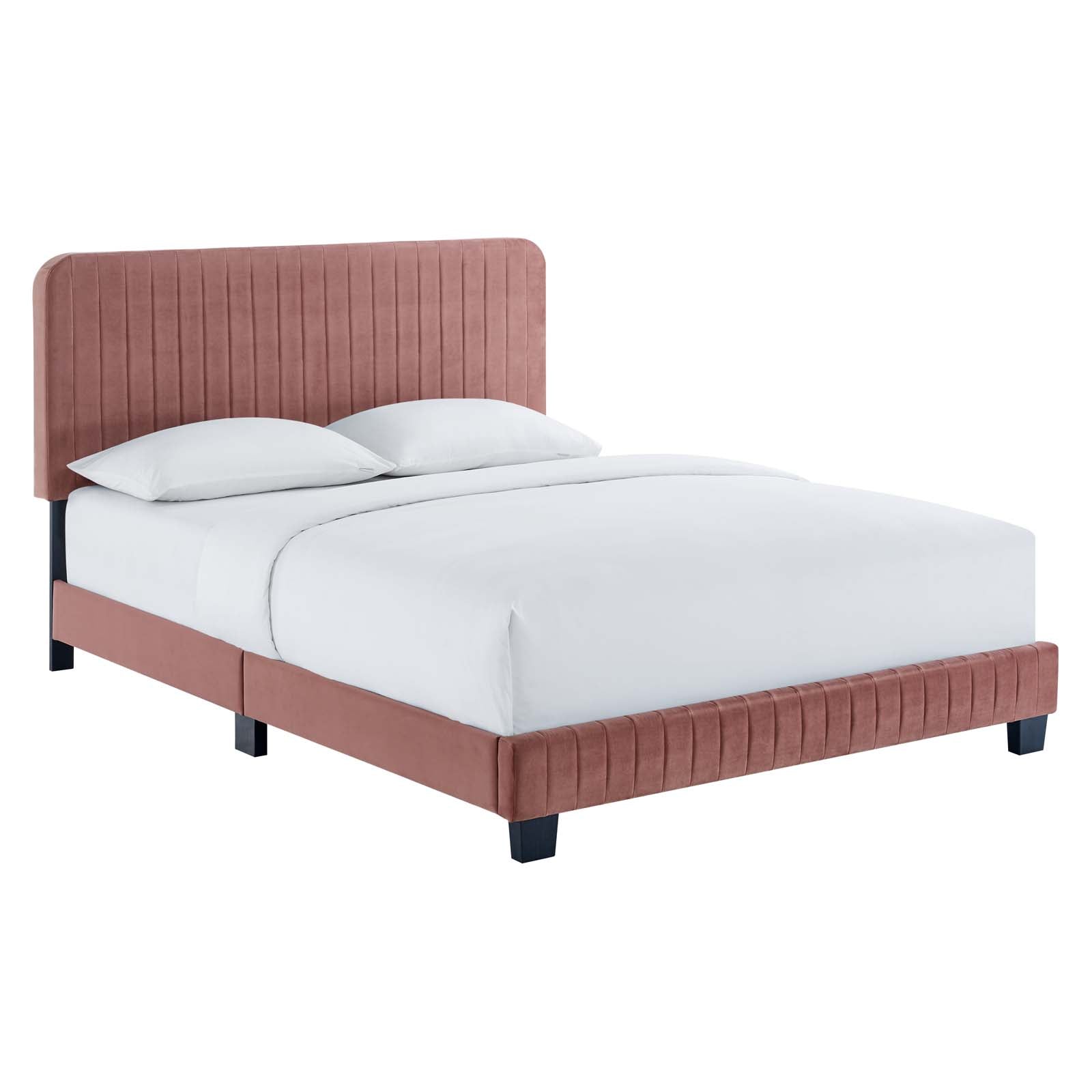 Modway Beds - Celine Channel Tufted Performance Velvet Full Platform Bed Dusty Rose
