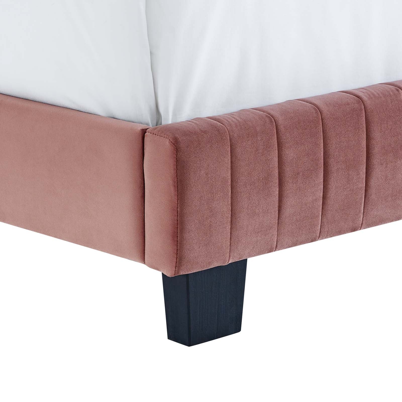 Modway Beds - Celine Channel Tufted Performance Velvet Full Platform Bed Dusty Rose