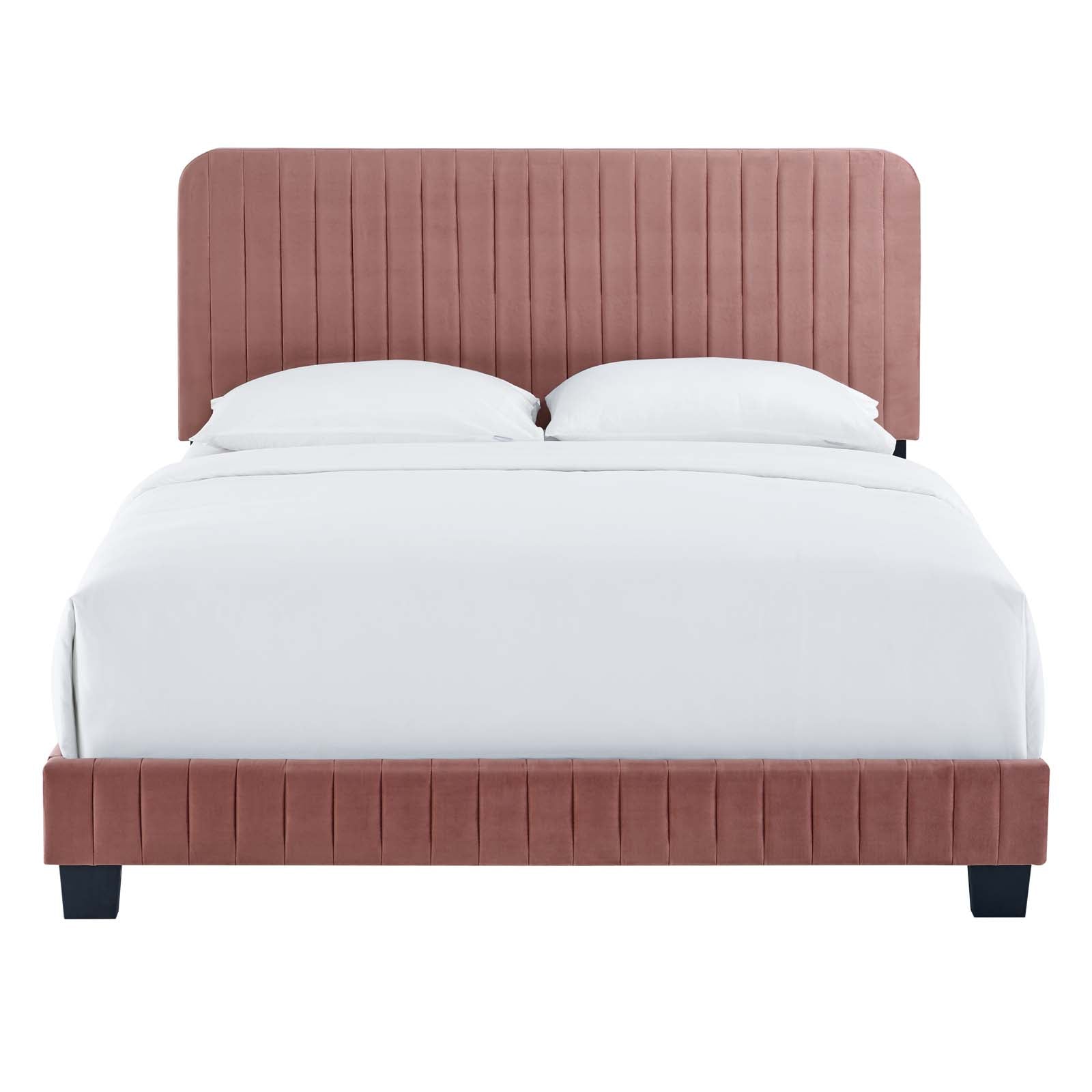 Modway Beds - Celine Channel Tufted Performance Velvet Full Platform Bed Dusty Rose