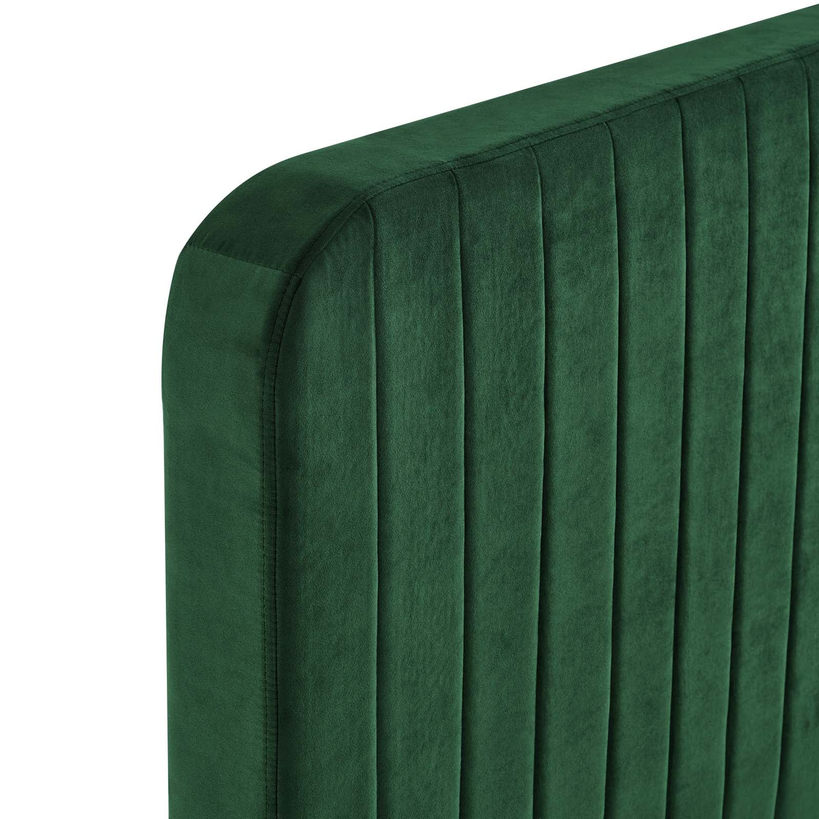 Modway Beds - Celine Channel Tufted Performance Velvet Full Platform Bed Emerald