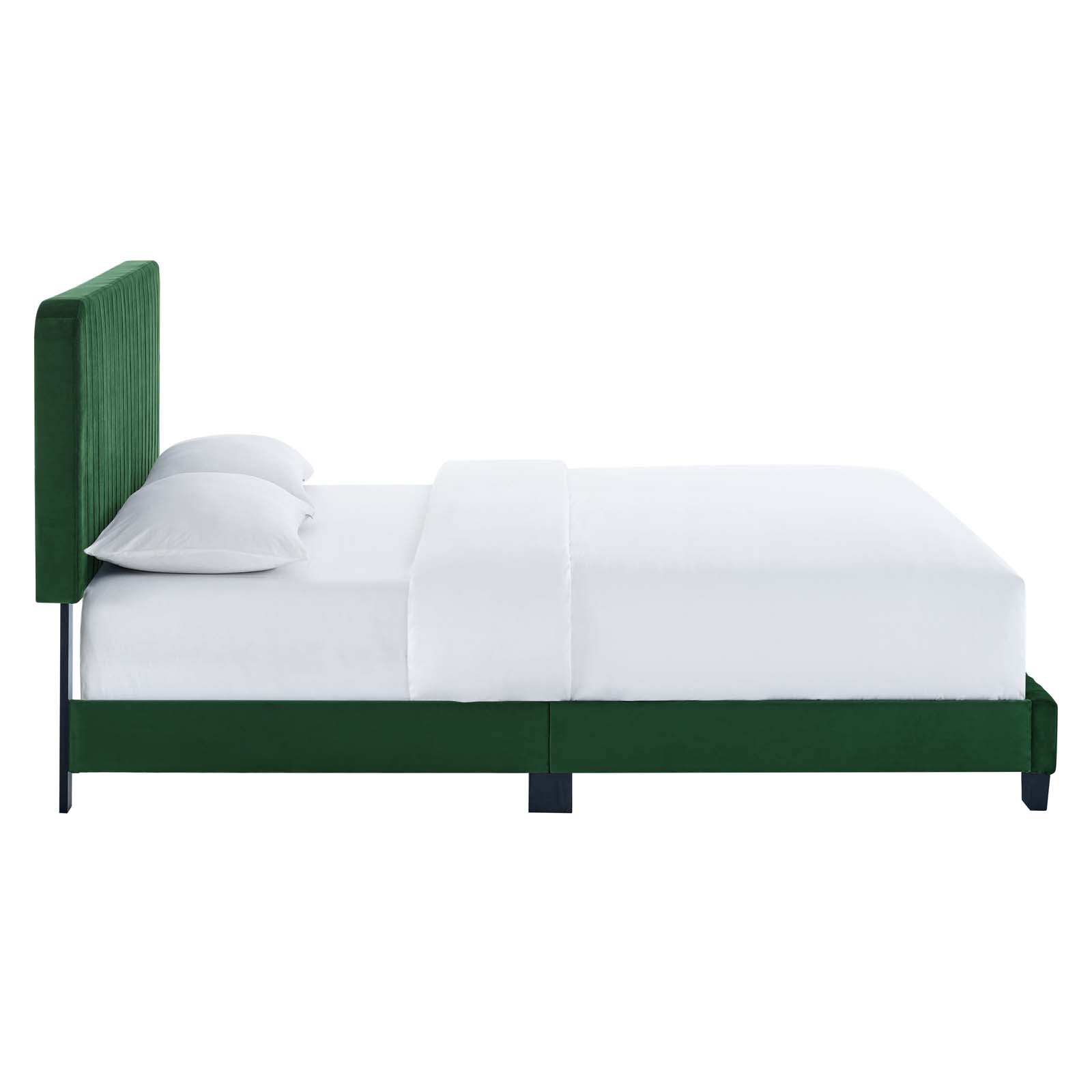 Modway Beds - Celine Channel Tufted Performance Velvet Full Platform Bed Emerald