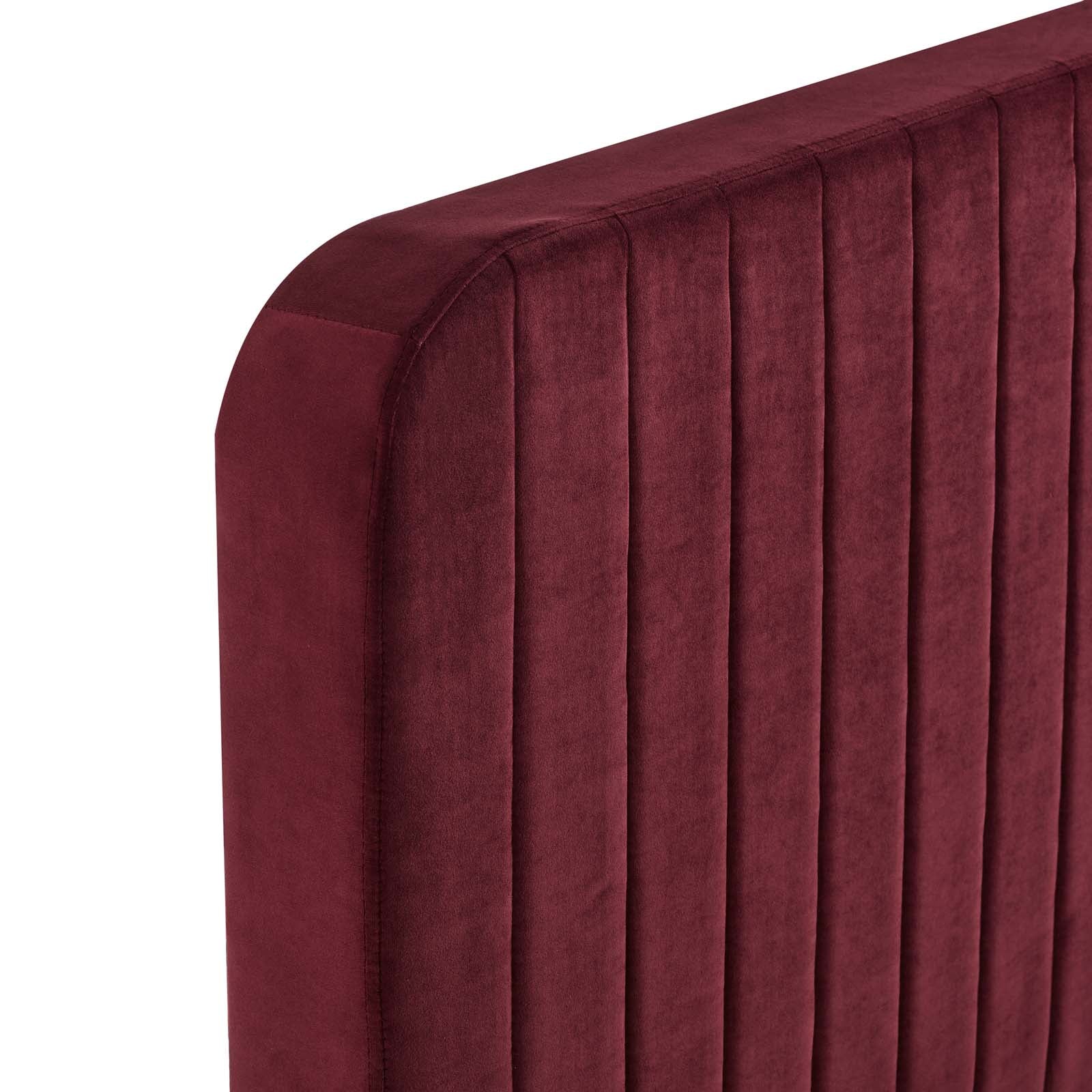 Modway Beds - Celine Channel Tufted Performance Velvet Full Platform Bed Maroon