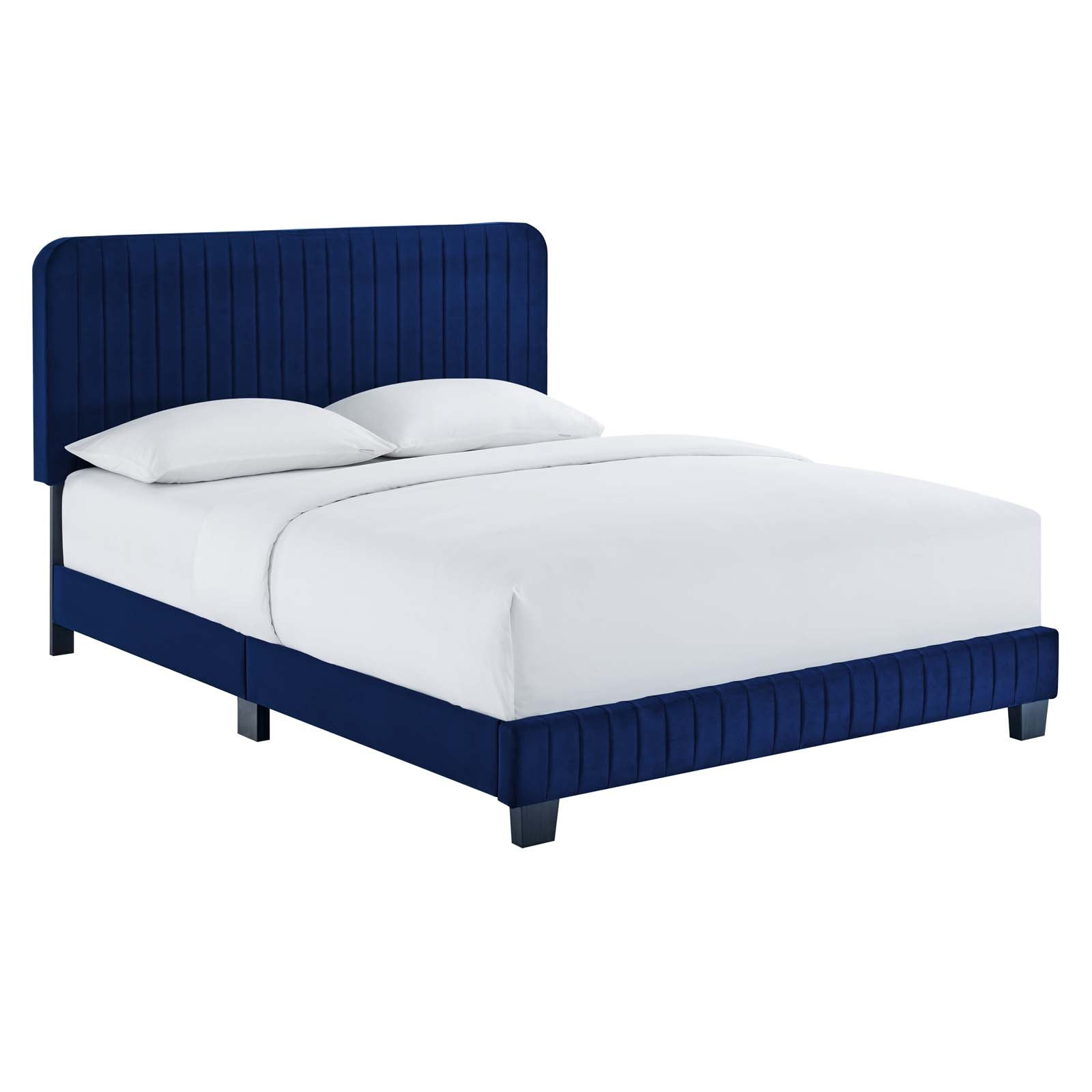 Modway Beds - Celine Channel Tufted Performance Velvet Full Platform Bed Navy
