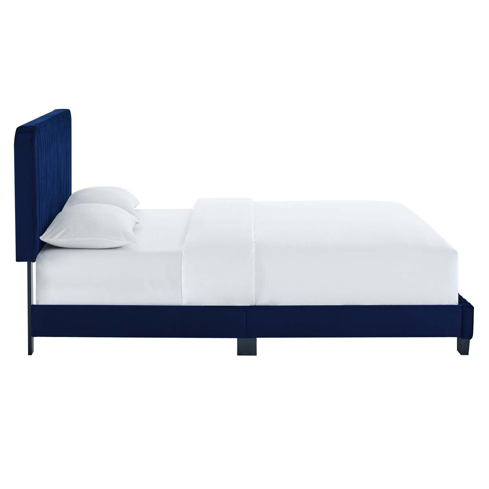 Modway Beds - Celine Channel Tufted Performance Velvet Full Platform Bed Navy