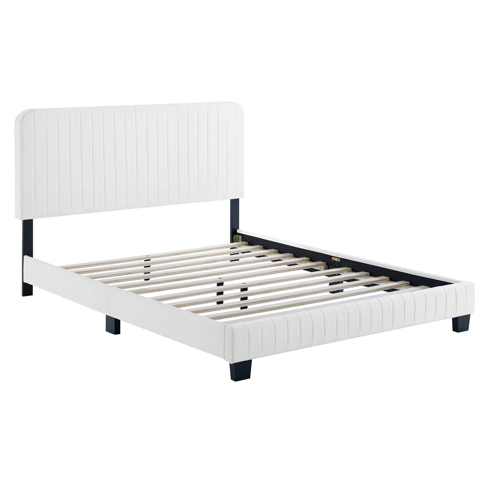Modway Beds - Celine Channel Tufted Performance Velvet Full Platform Bed White