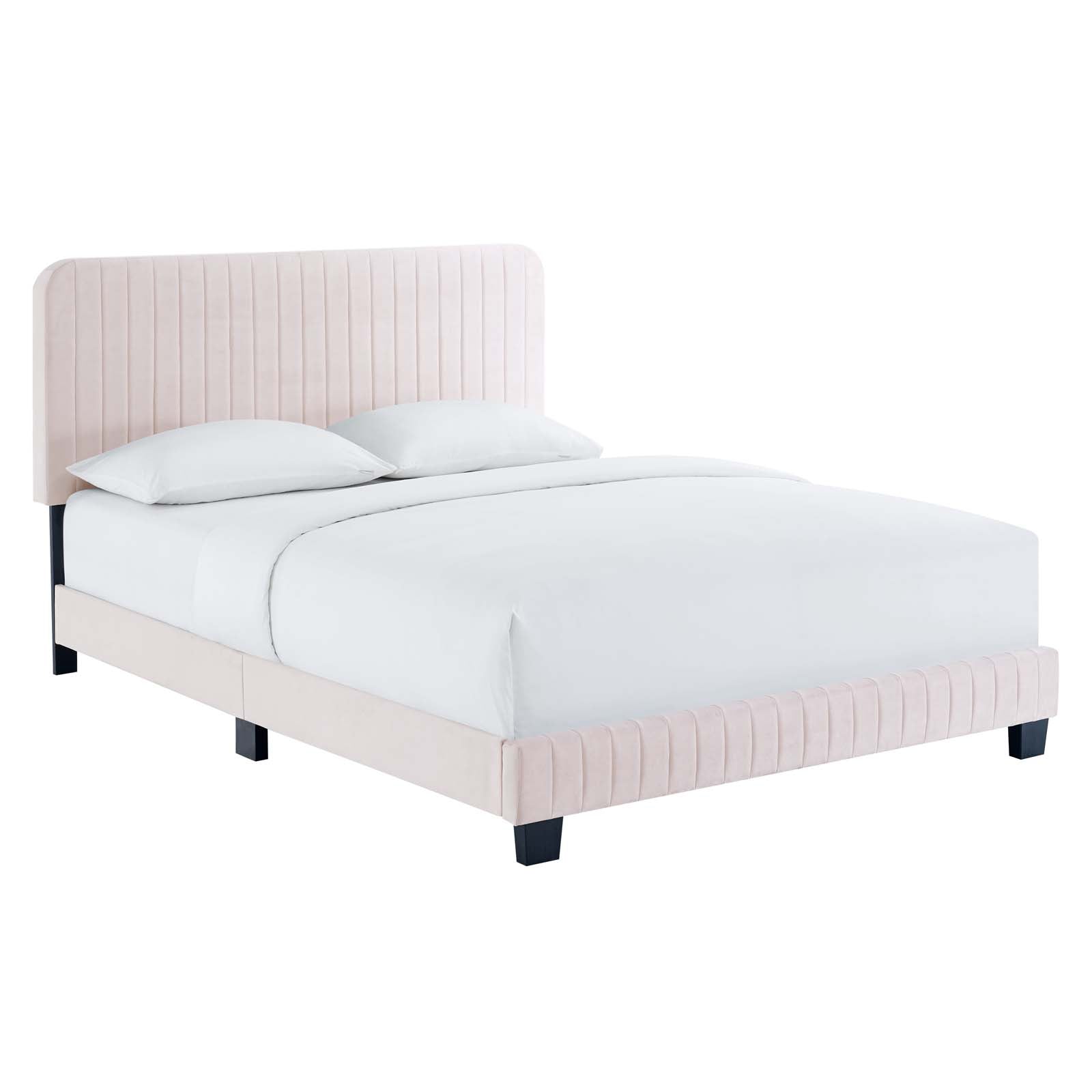 Modway Beds - Celine Channel Tufted Performance Velvet Twin Platform Bed Pink