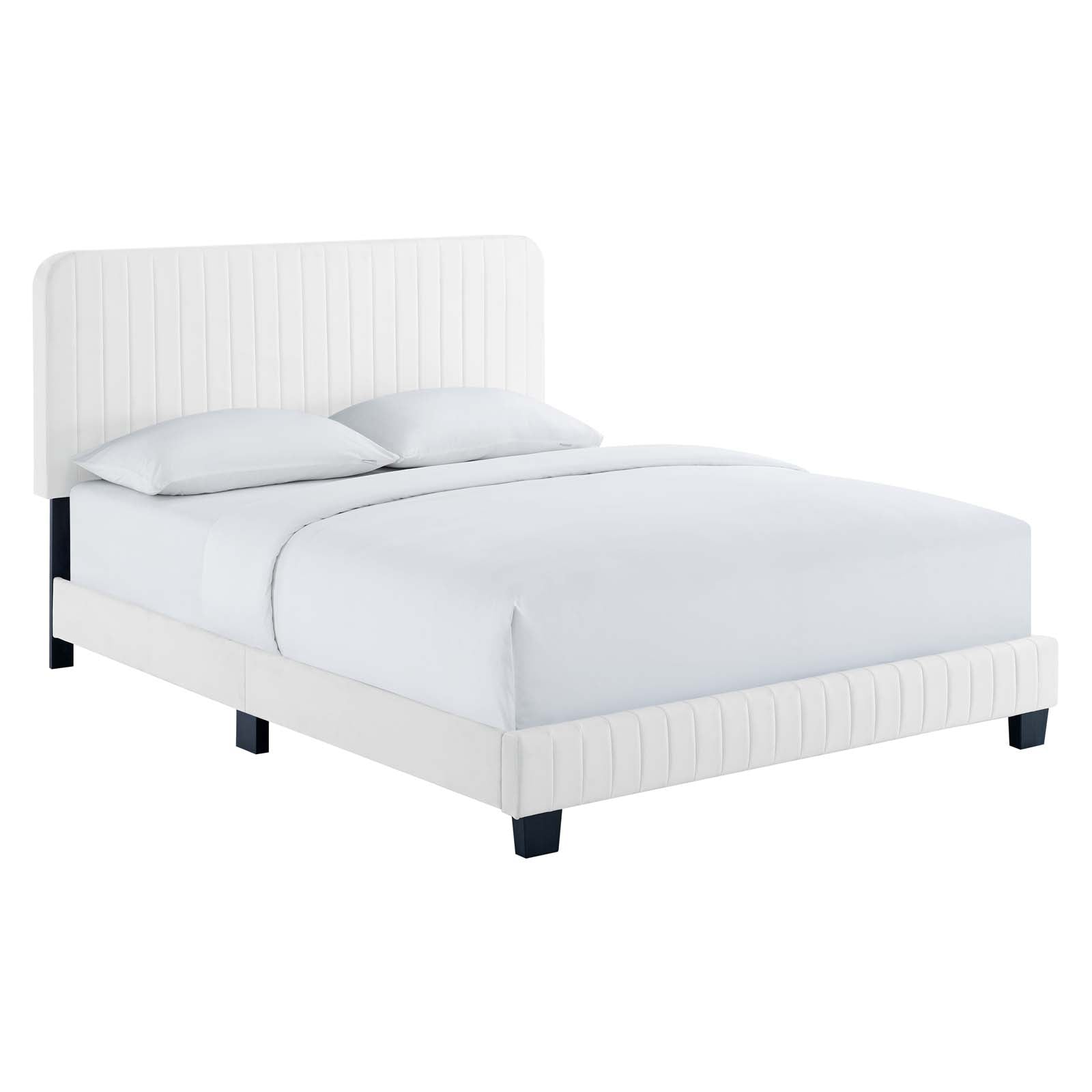 Modway Beds - Celine Channel Tufted Performance Velvet Twin Platform Bed White