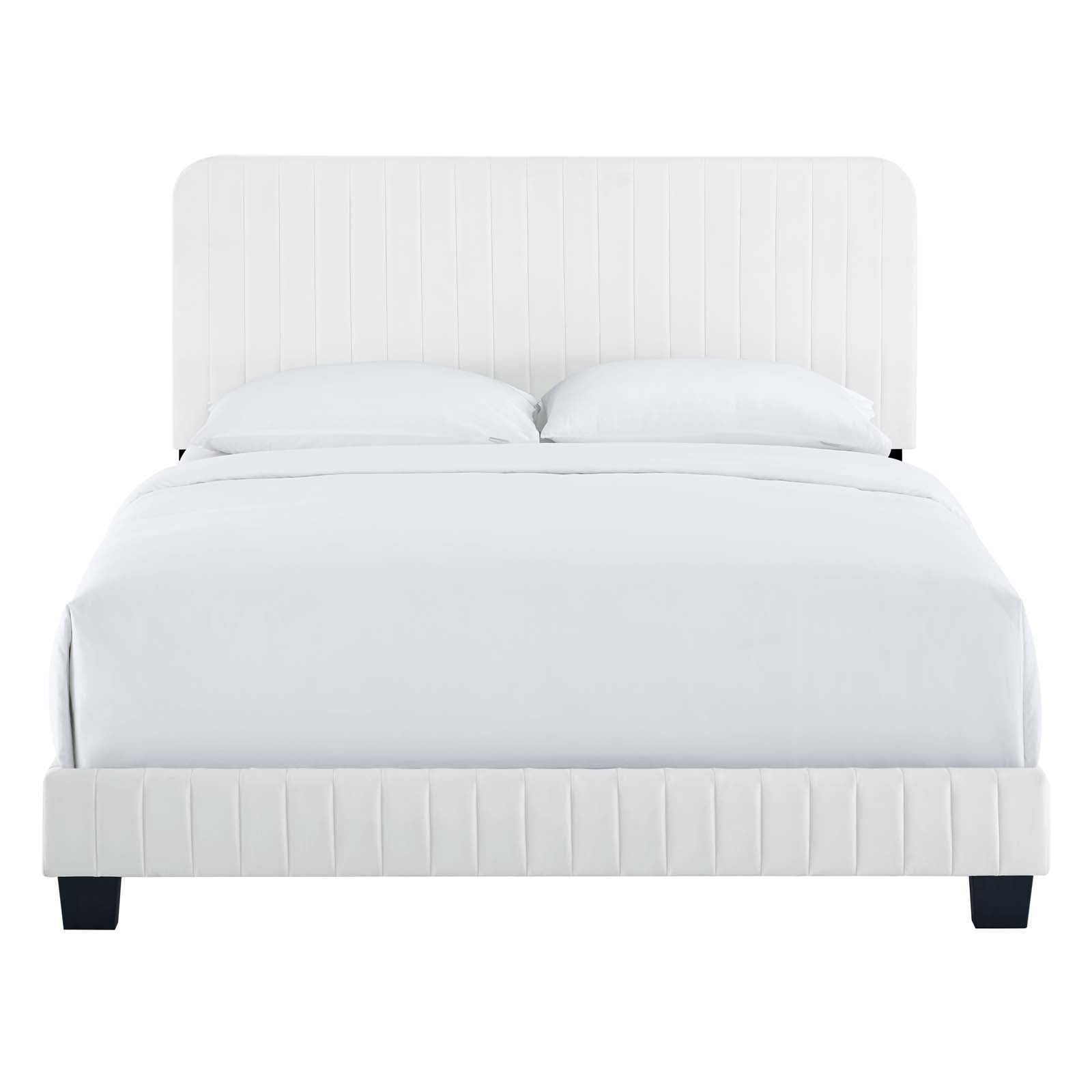 Modway Beds - Celine Channel Tufted Performance Velvet Twin Platform Bed White
