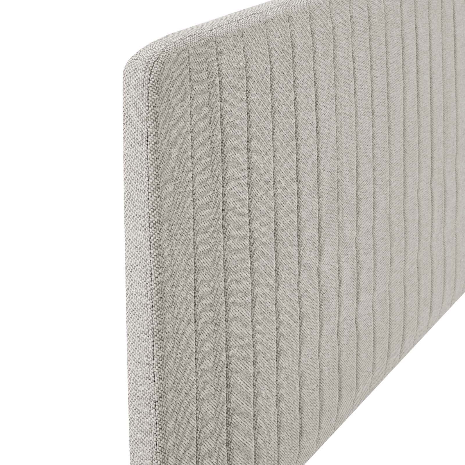 Modway Headboards - Milenna Channel Tufted Upholstered Fabric Twin Headboard Oatmeal