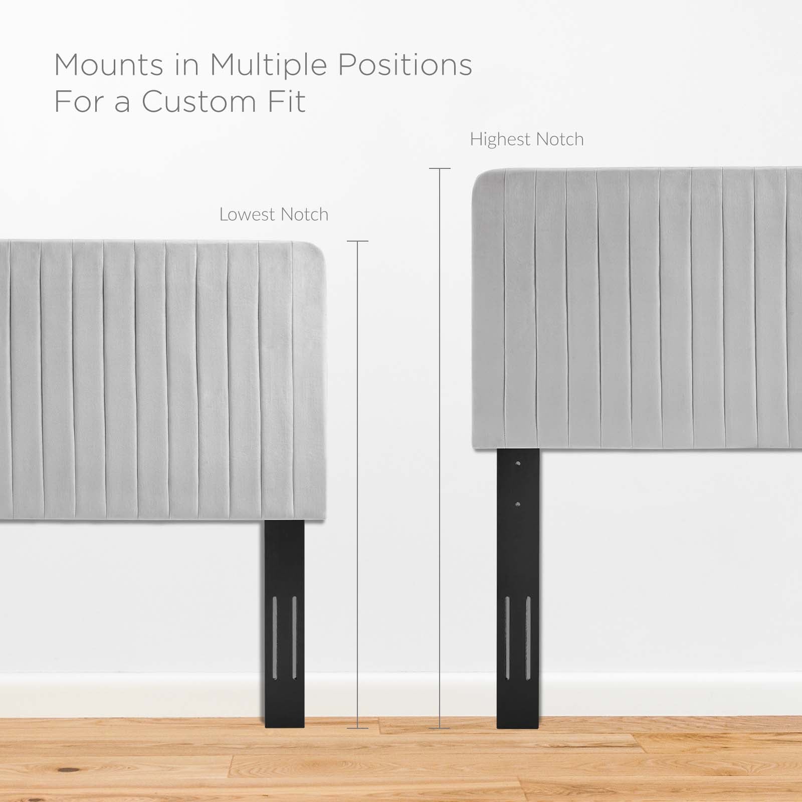 Modway Headboards - Milenna Channel Tufted Performance Velvet Full/Queen Headboard Light Gray