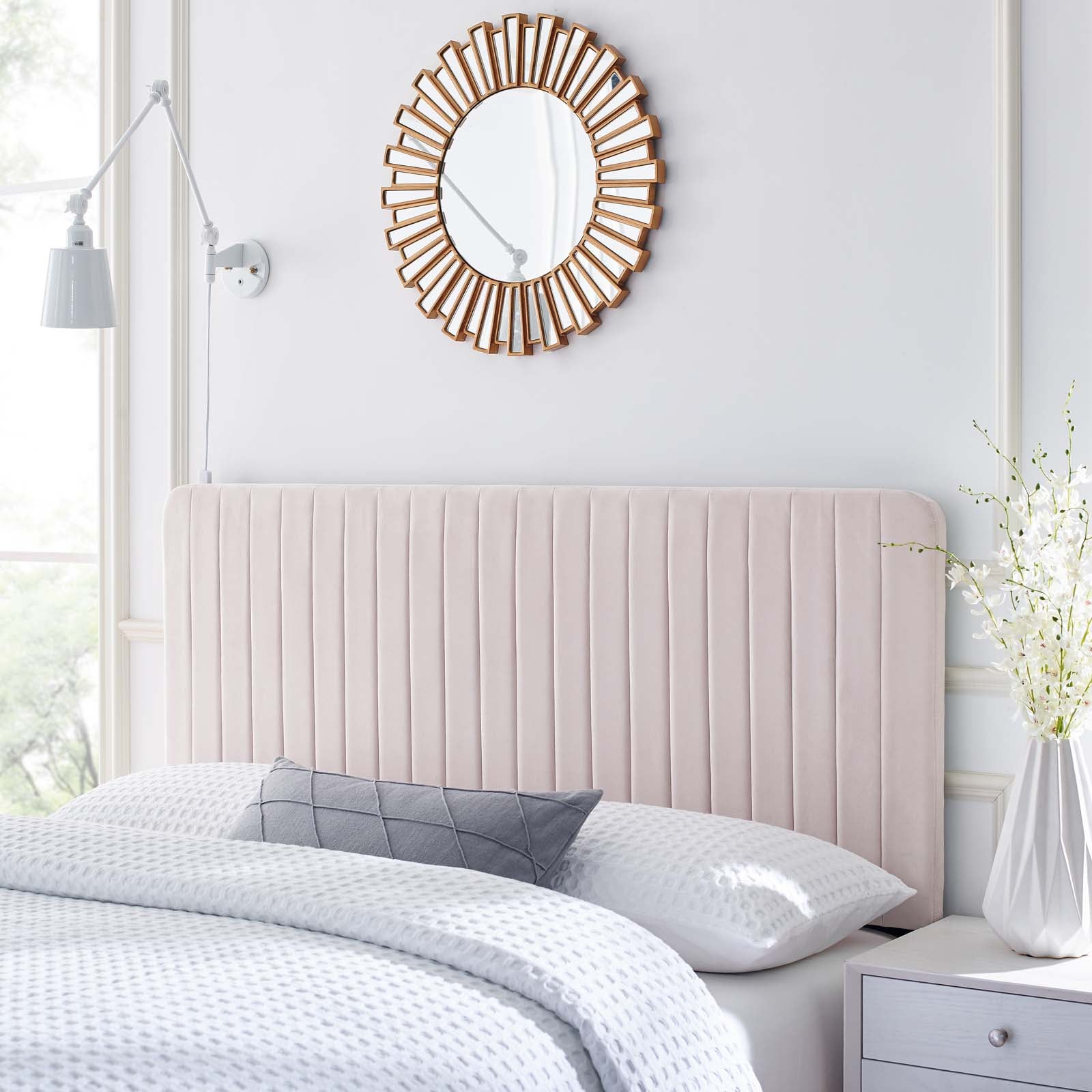 Modway Headboards - Milenna Channel Tufted Performance Velvet Full/Queen Headboard Pink