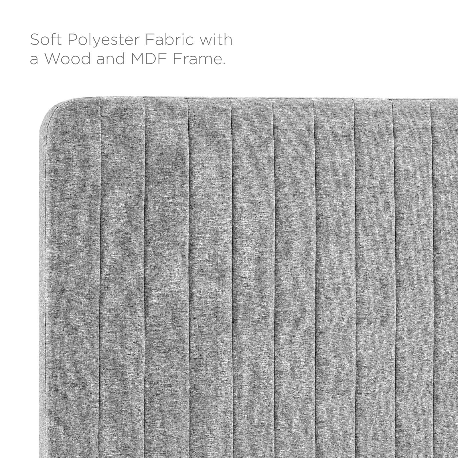Modway Headboards - Milenna Channel Tufted Upholstered Fabric Full/Queen Headboard Light Gray