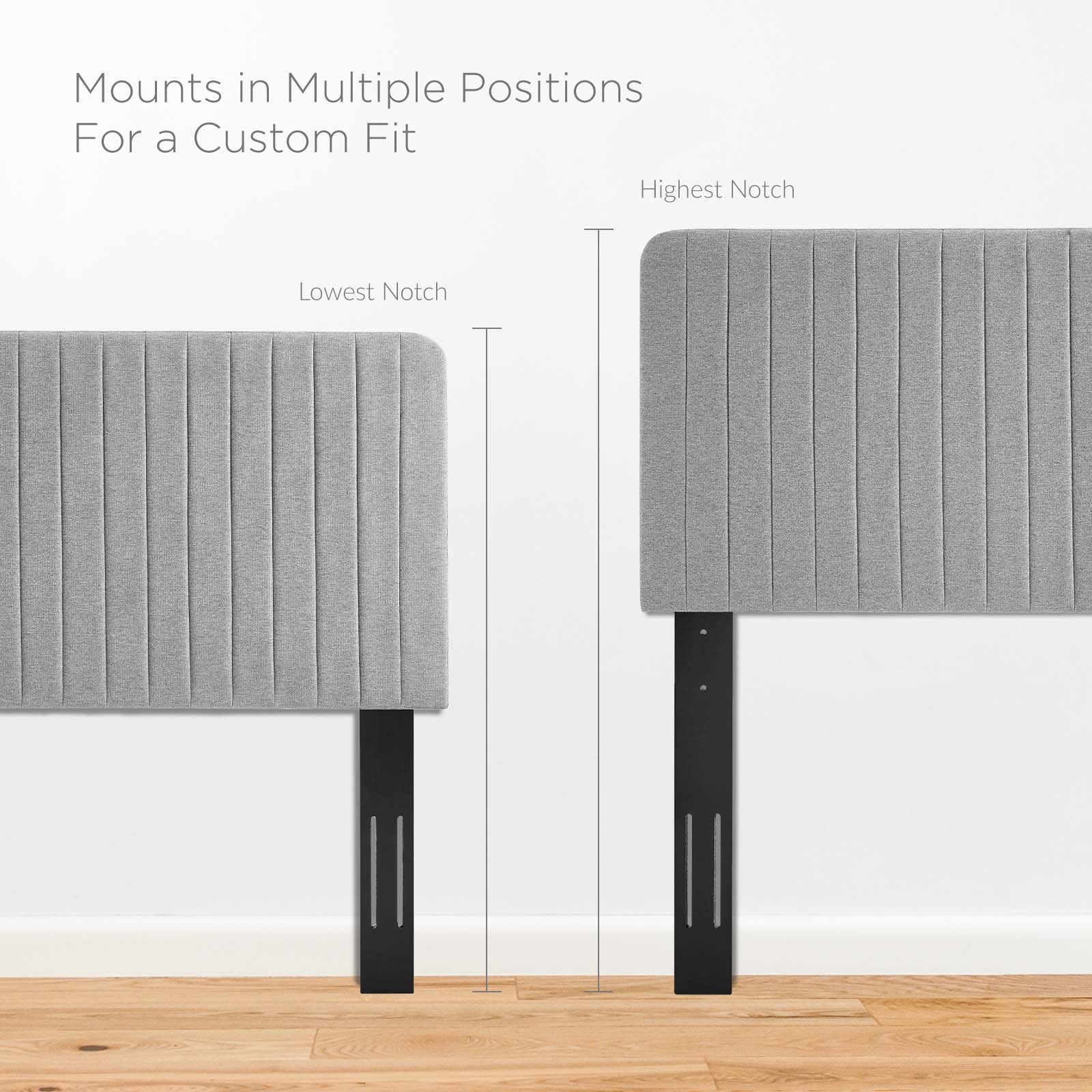 Modway Headboards - Milenna Channel Tufted Upholstered Fabric Full/Queen Headboard Light Gray