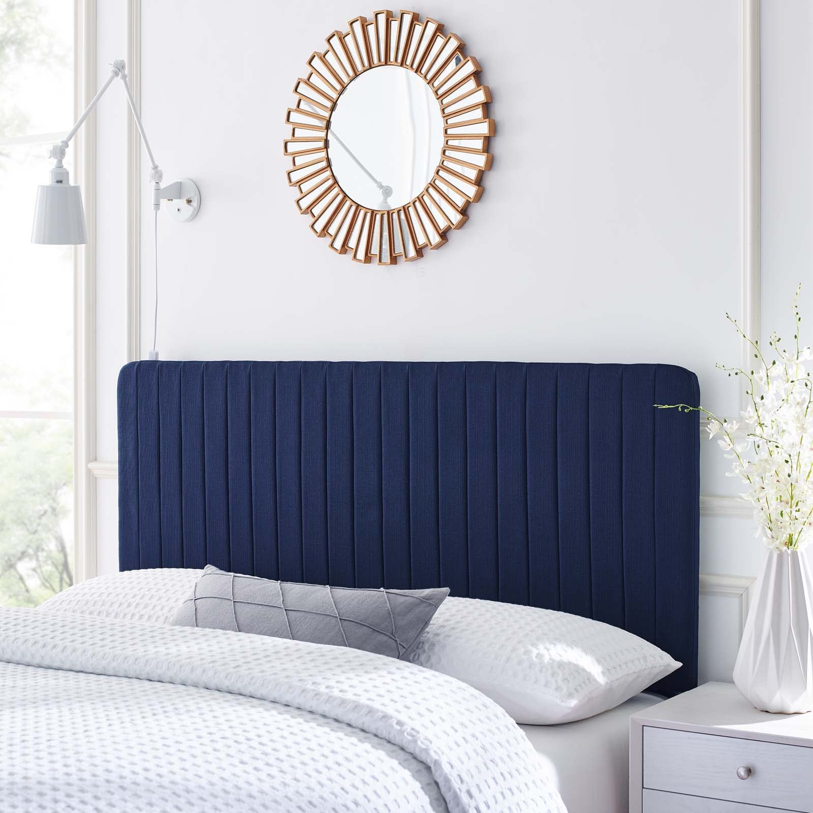 Royal blue upholstered headboard discount
