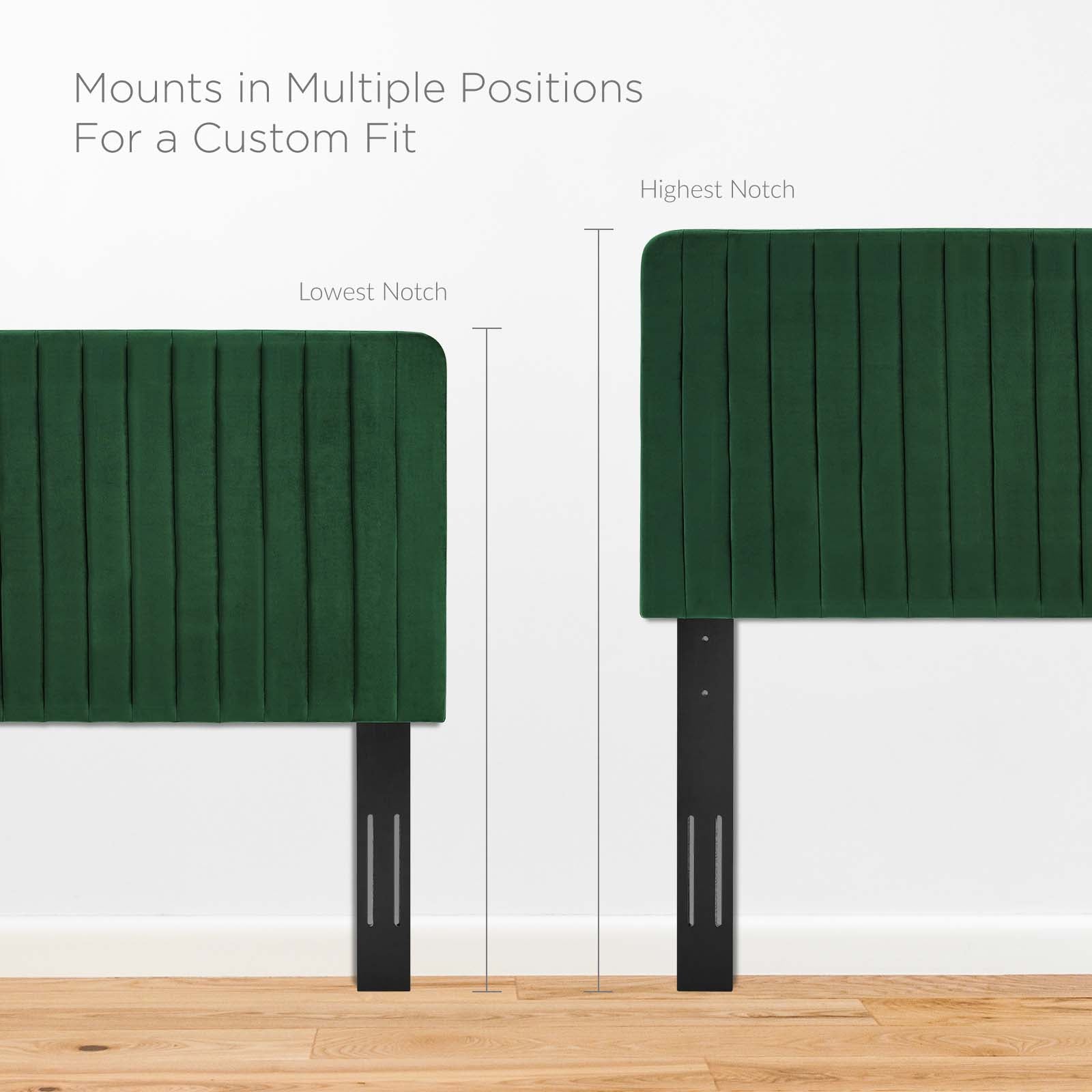 Modway Headboards - Milenna Channel Tufted Performance Velvet King/California King Headboard Emerald