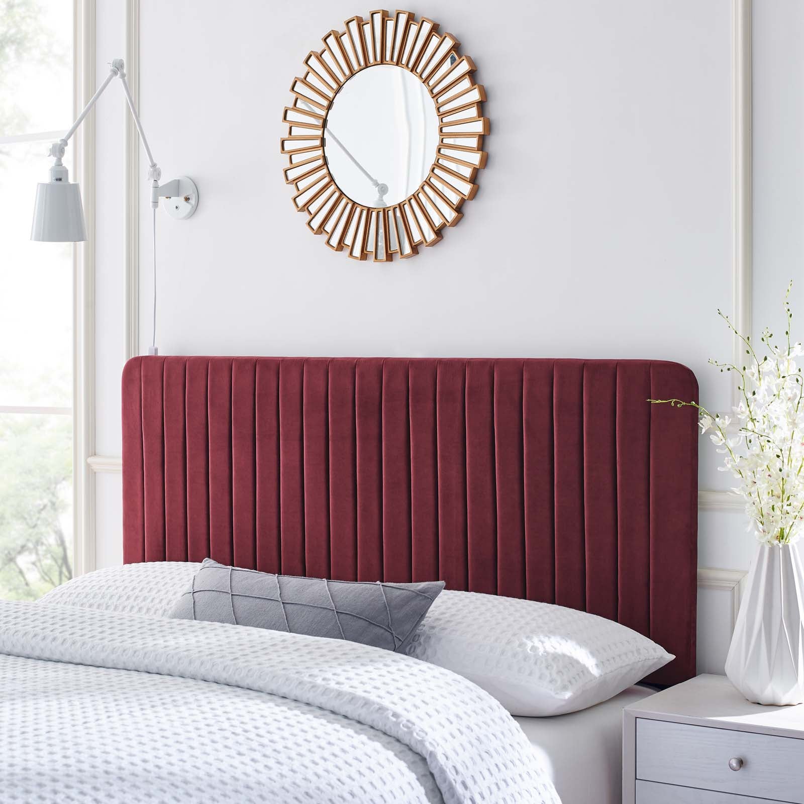 Modway Headboards - Milenna Channel Tufted Performance Velvet King/California King Headboard Maroon