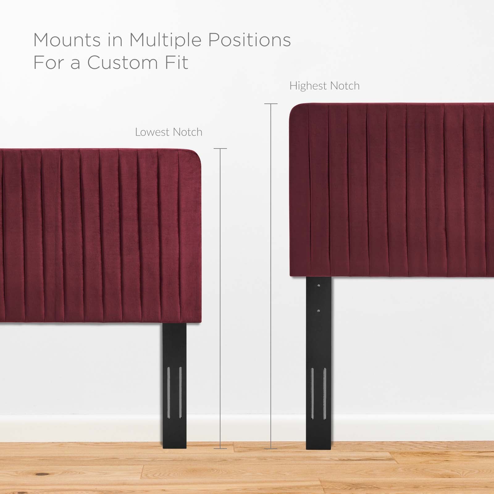 Modway Headboards - Milenna Channel Tufted Performance Velvet King/California King Headboard Maroon