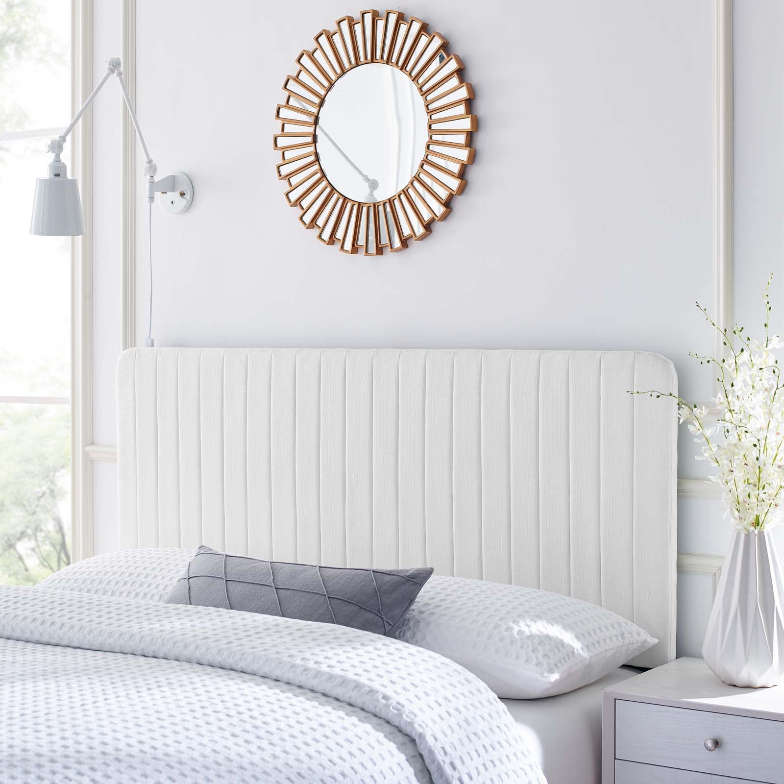 Modway Headboards - Milenna Channel Tufted Upholstered Fabric King/California King Headboard White