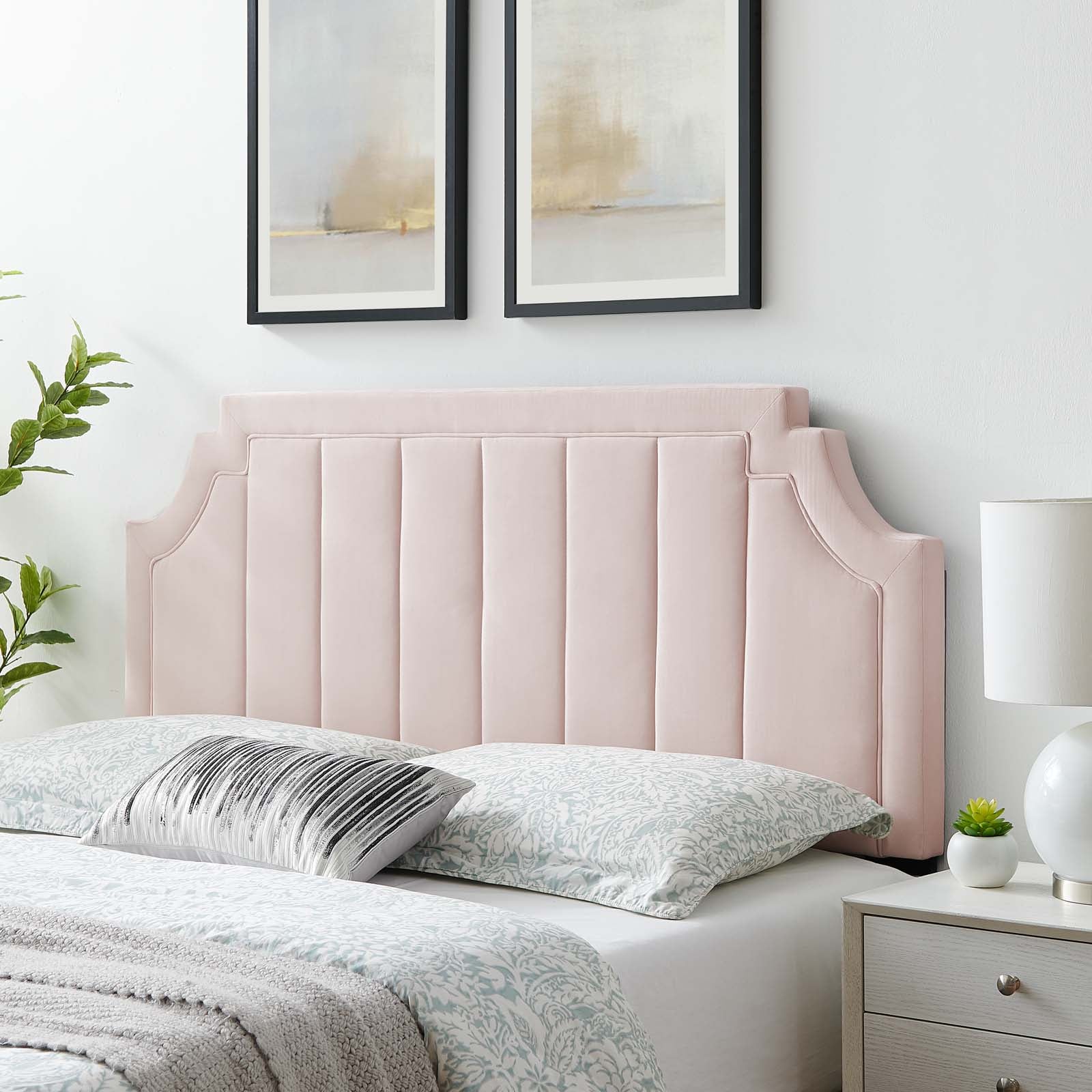Modway Headboards - Alyona Channel Tufted King/California Headboard Pink