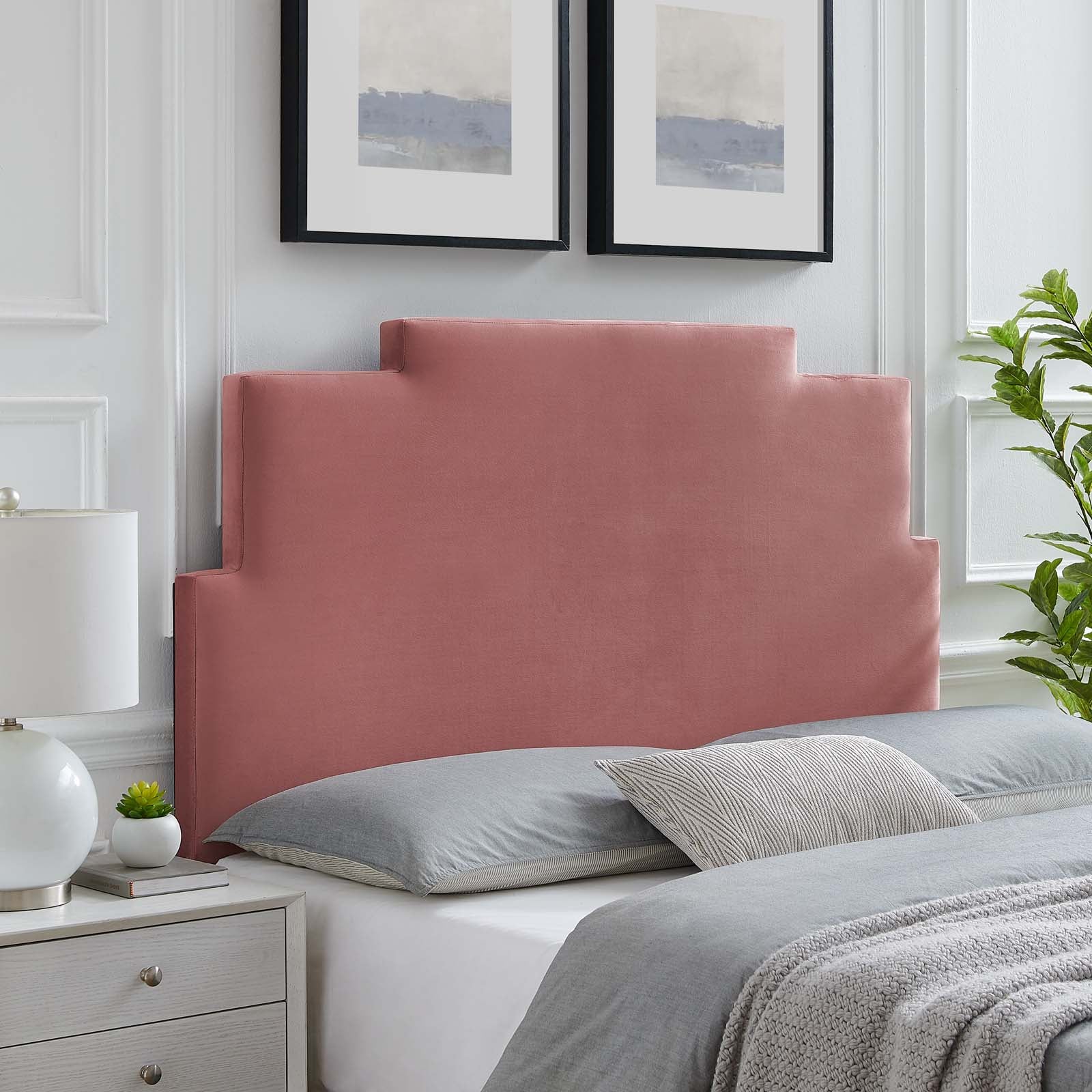 Modway Headboards - Kasia Performance Velvet Twin Headboard Dusty Rose