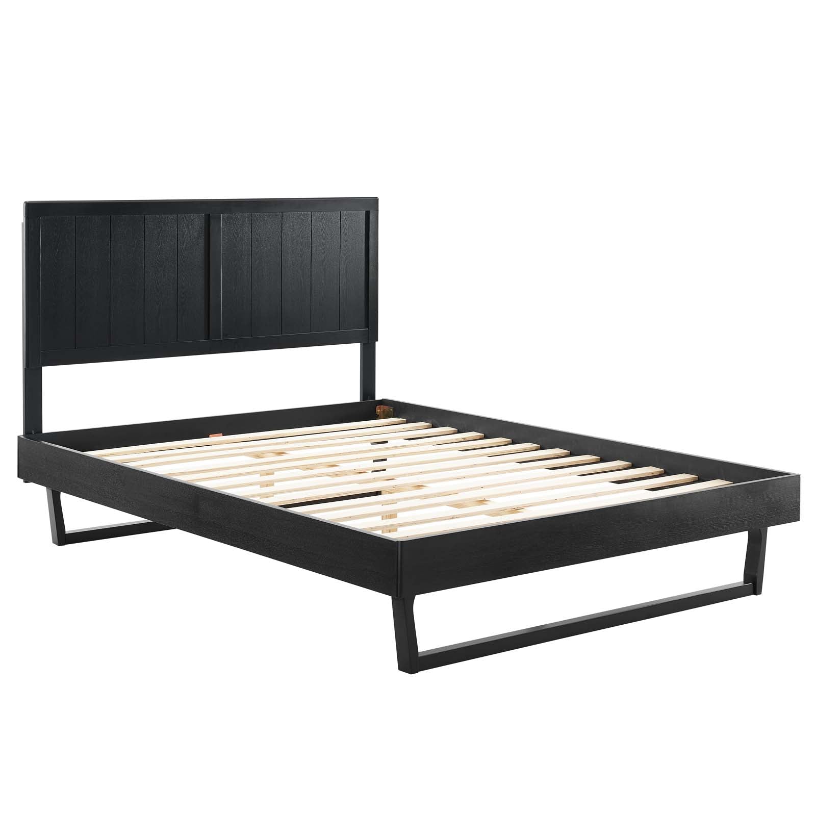 Modway Beds - Alana Queen Wood Platform Bed With Angular Frame Black
