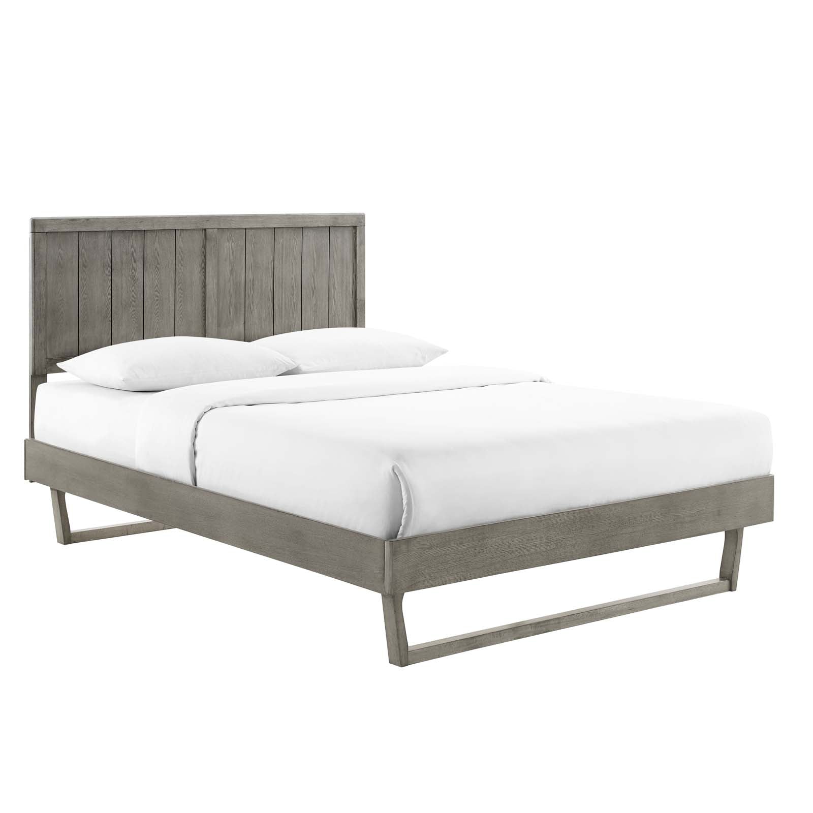 Modway Beds - Alana Queen Wood Platform Bed With Angular Frame Gray