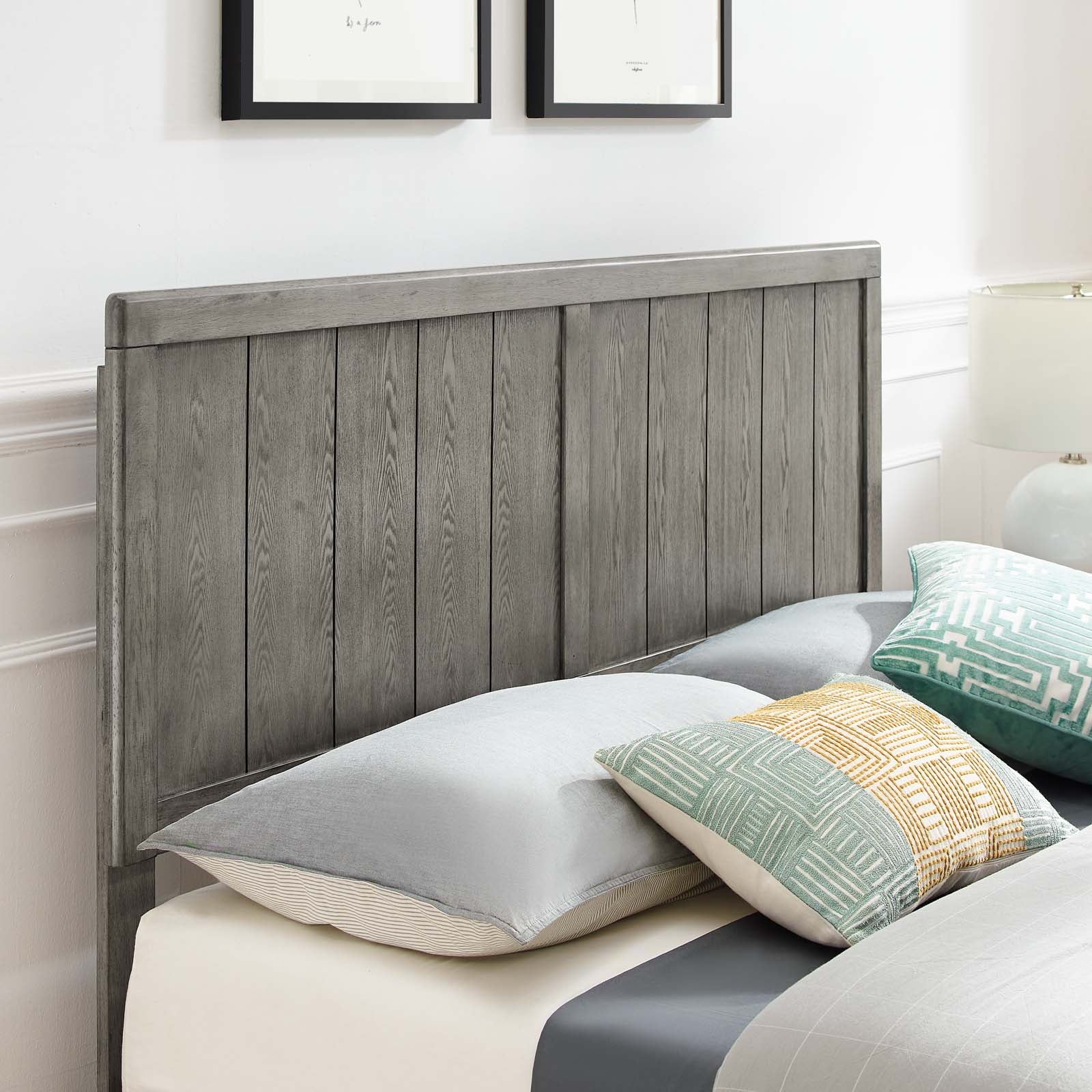 Modway Beds - Alana Queen Wood Platform Bed With Angular Frame Gray
