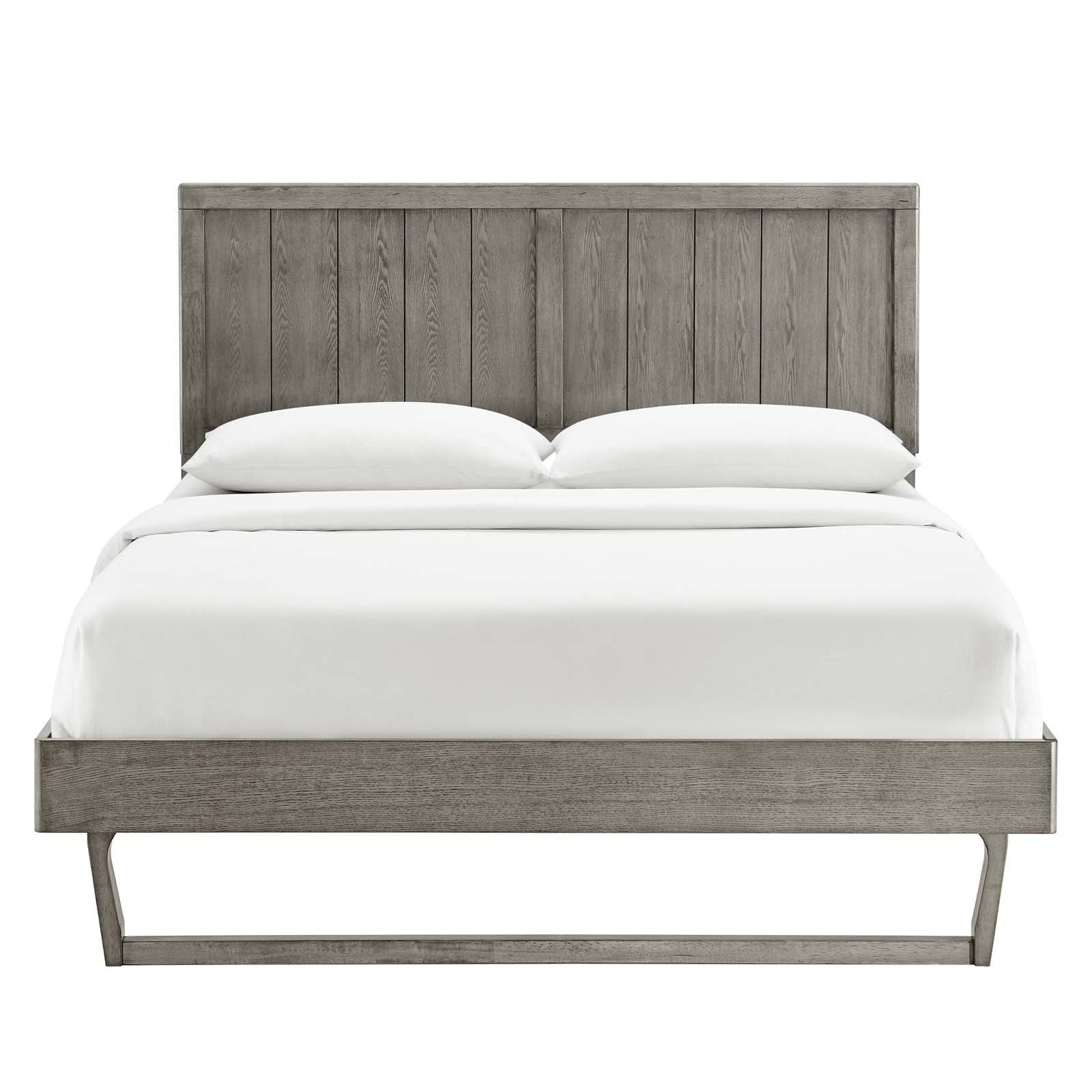 Modway Beds - Alana Queen Wood Platform Bed With Angular Frame Gray