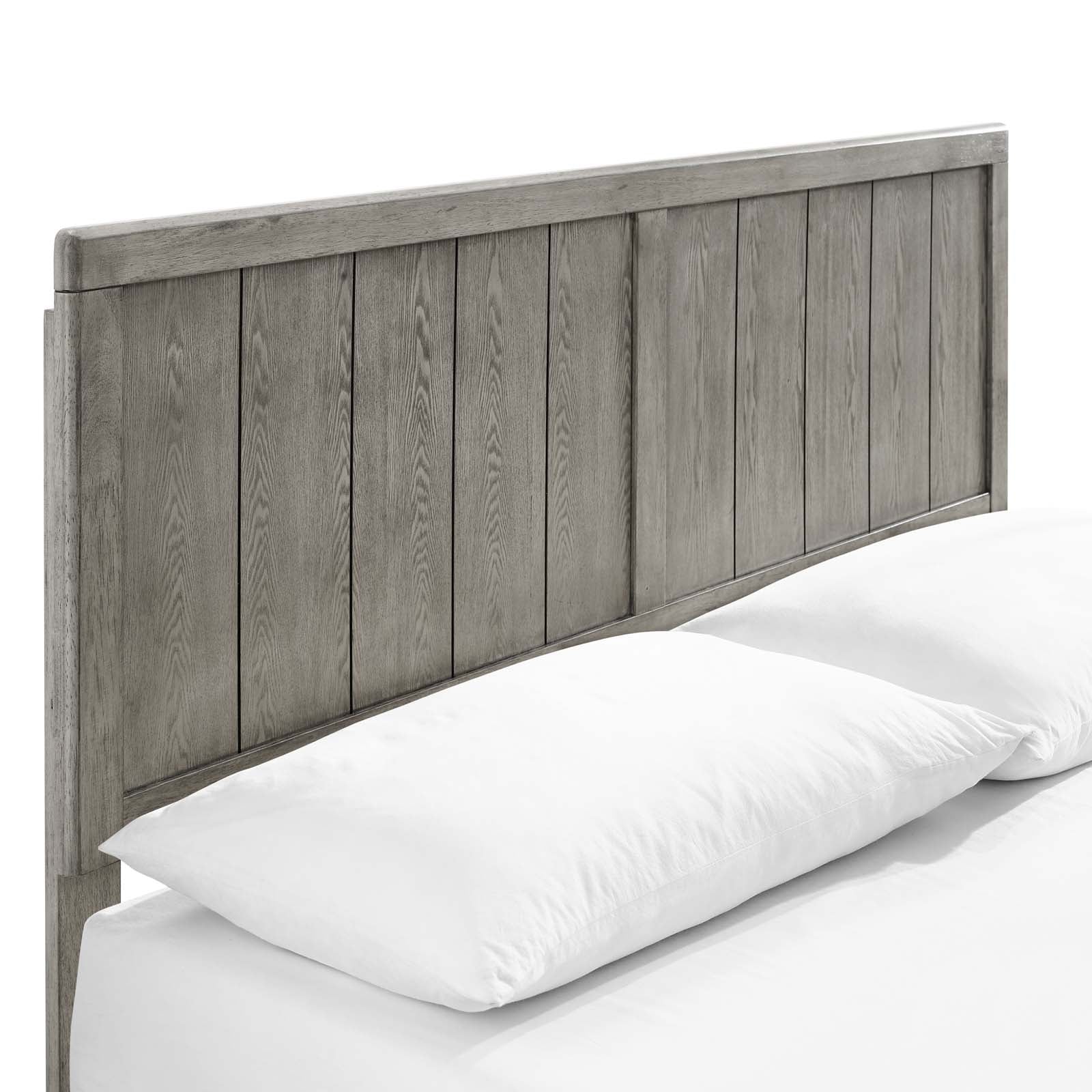 Modway Beds - Alana Queen Wood Platform Bed With Angular Frame Gray