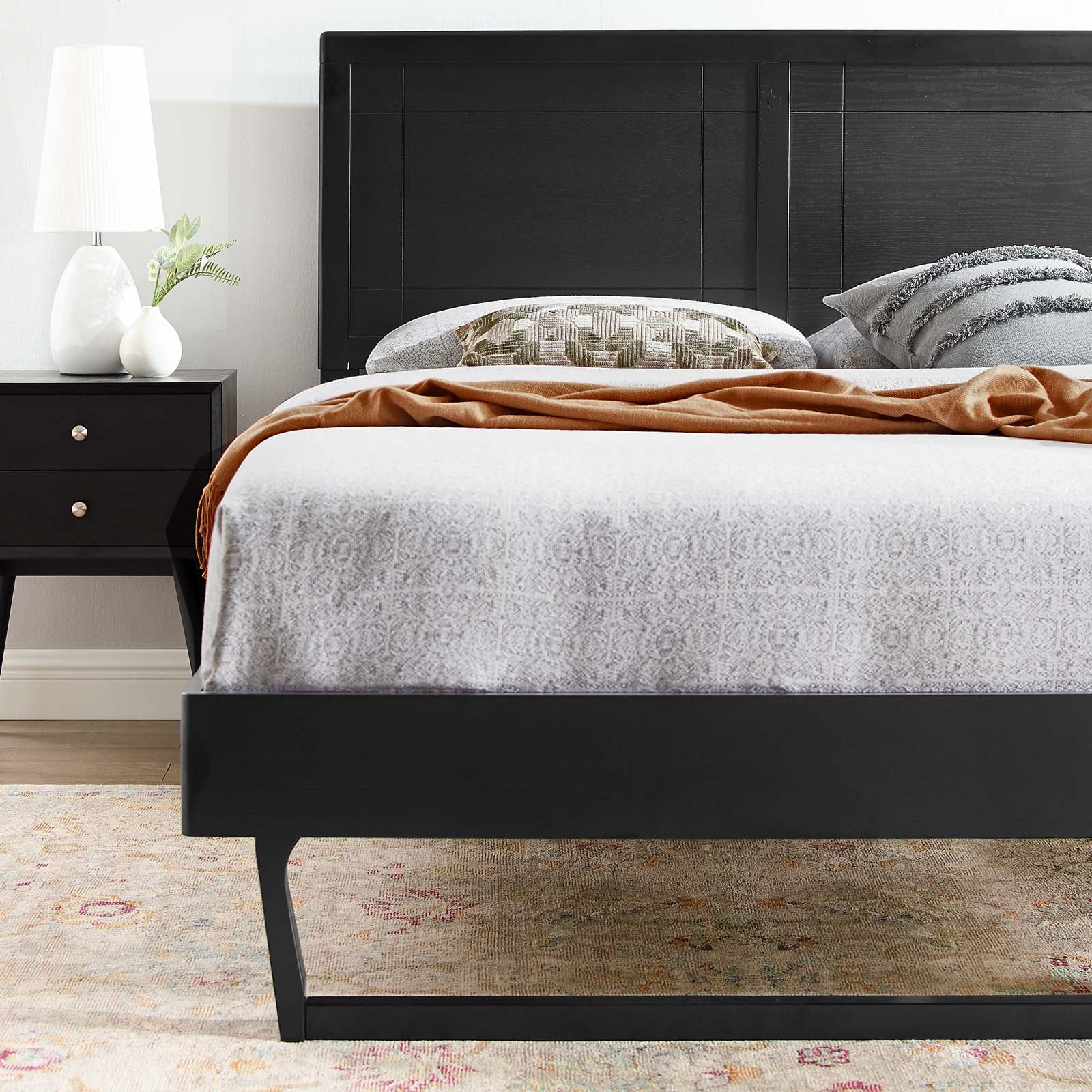 Modway Beds - Marlee Queen Wood Platform Bed With Angular Frame Black