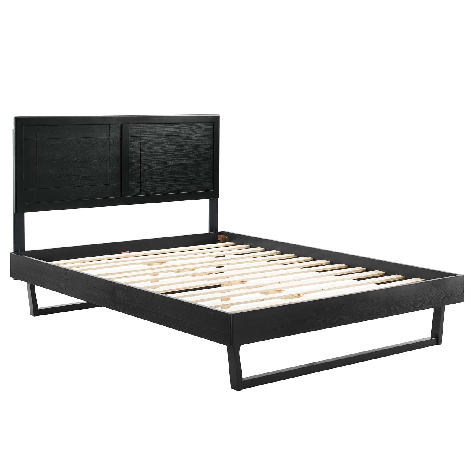 Modway Beds - Marlee Queen Wood Platform Bed With Angular Frame Black