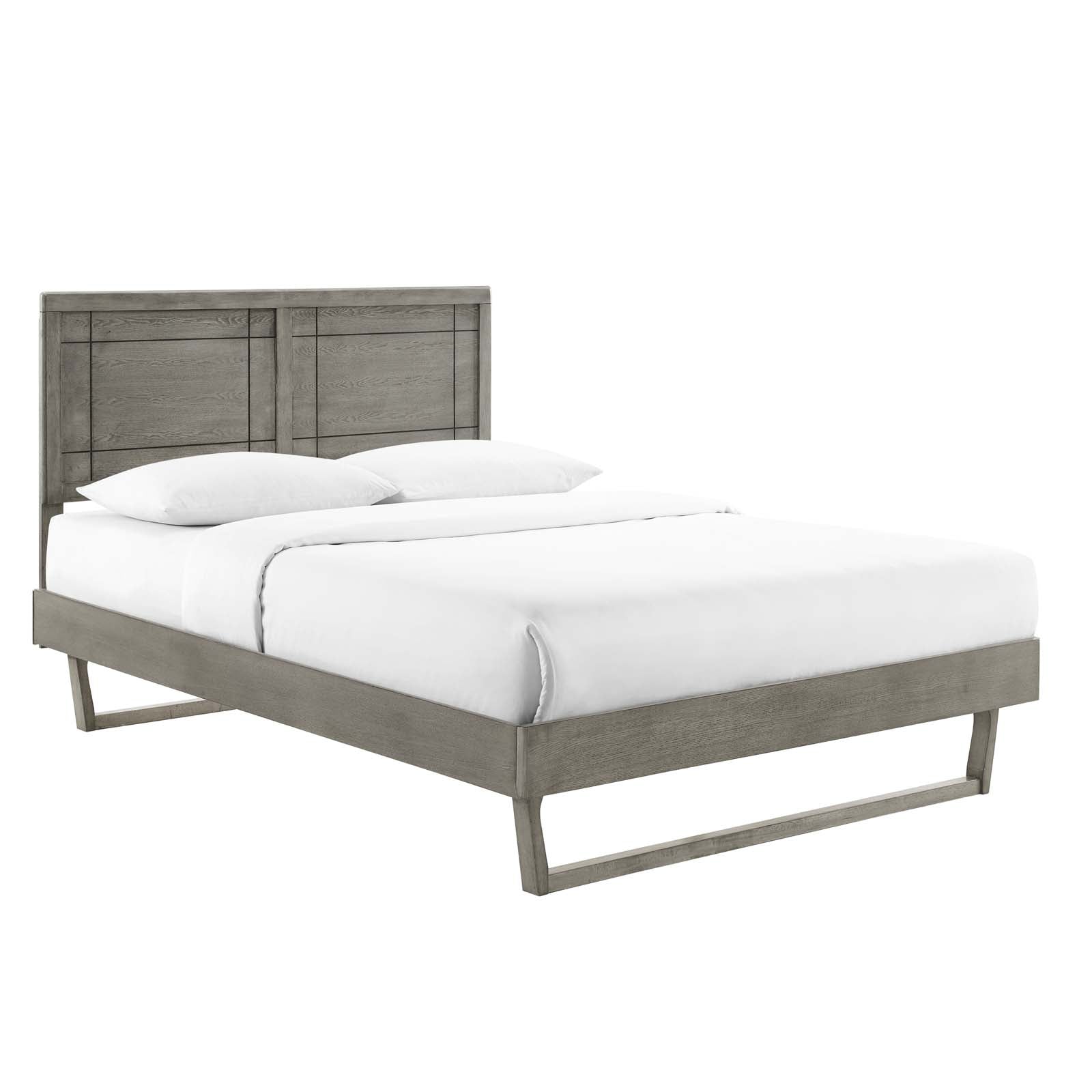 Modway Beds - Marlee Queen Wood Platform Bed With Angular Frame Gray