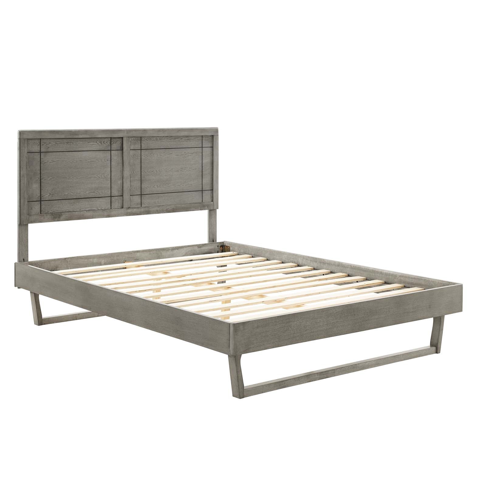 Modway Beds - Marlee Queen Wood Platform Bed With Angular Frame Gray