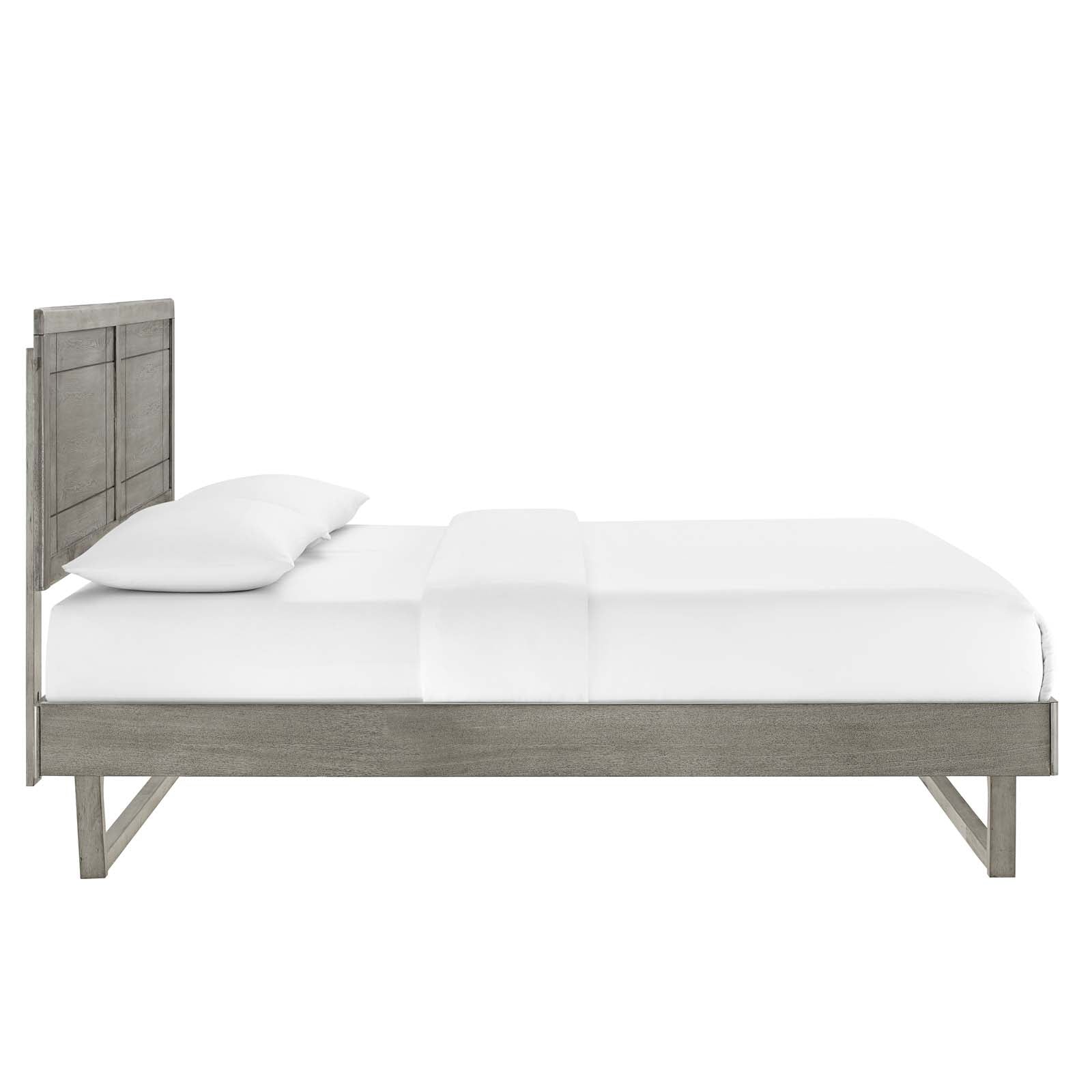Modway Beds - Marlee Queen Wood Platform Bed With Angular Frame Gray