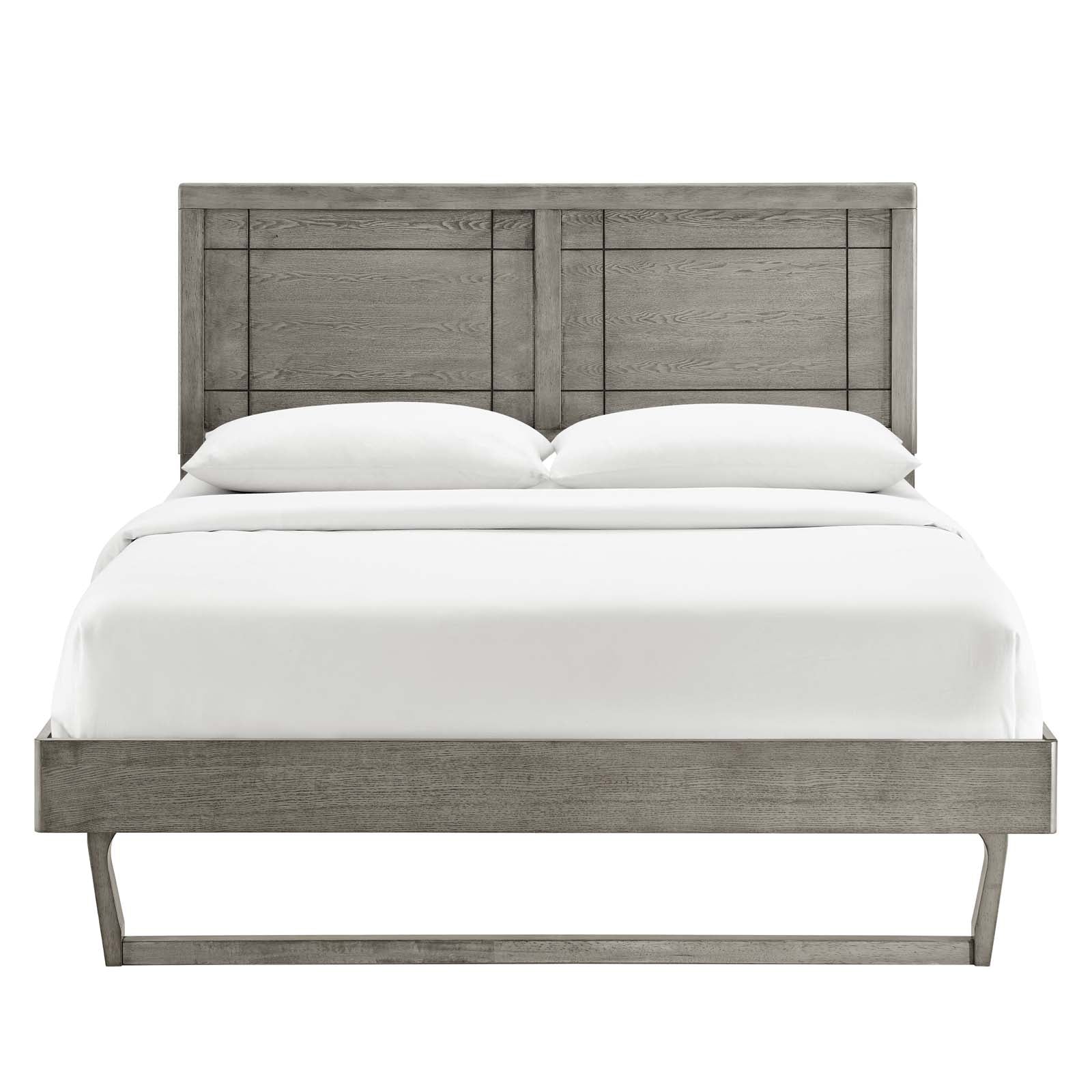 Modway Beds - Marlee Queen Wood Platform Bed With Angular Frame Gray
