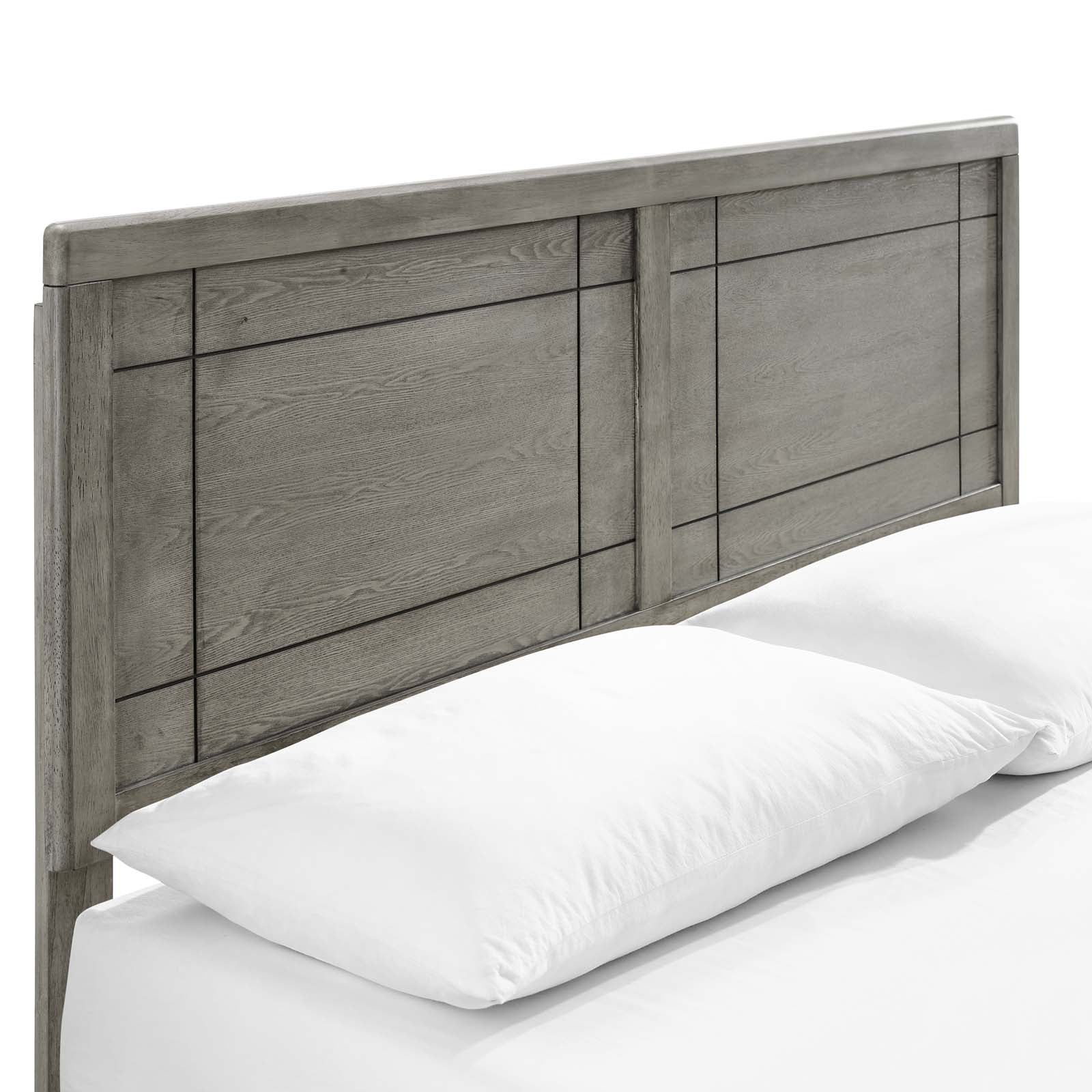 Modway Beds - Marlee Queen Wood Platform Bed With Angular Frame Gray